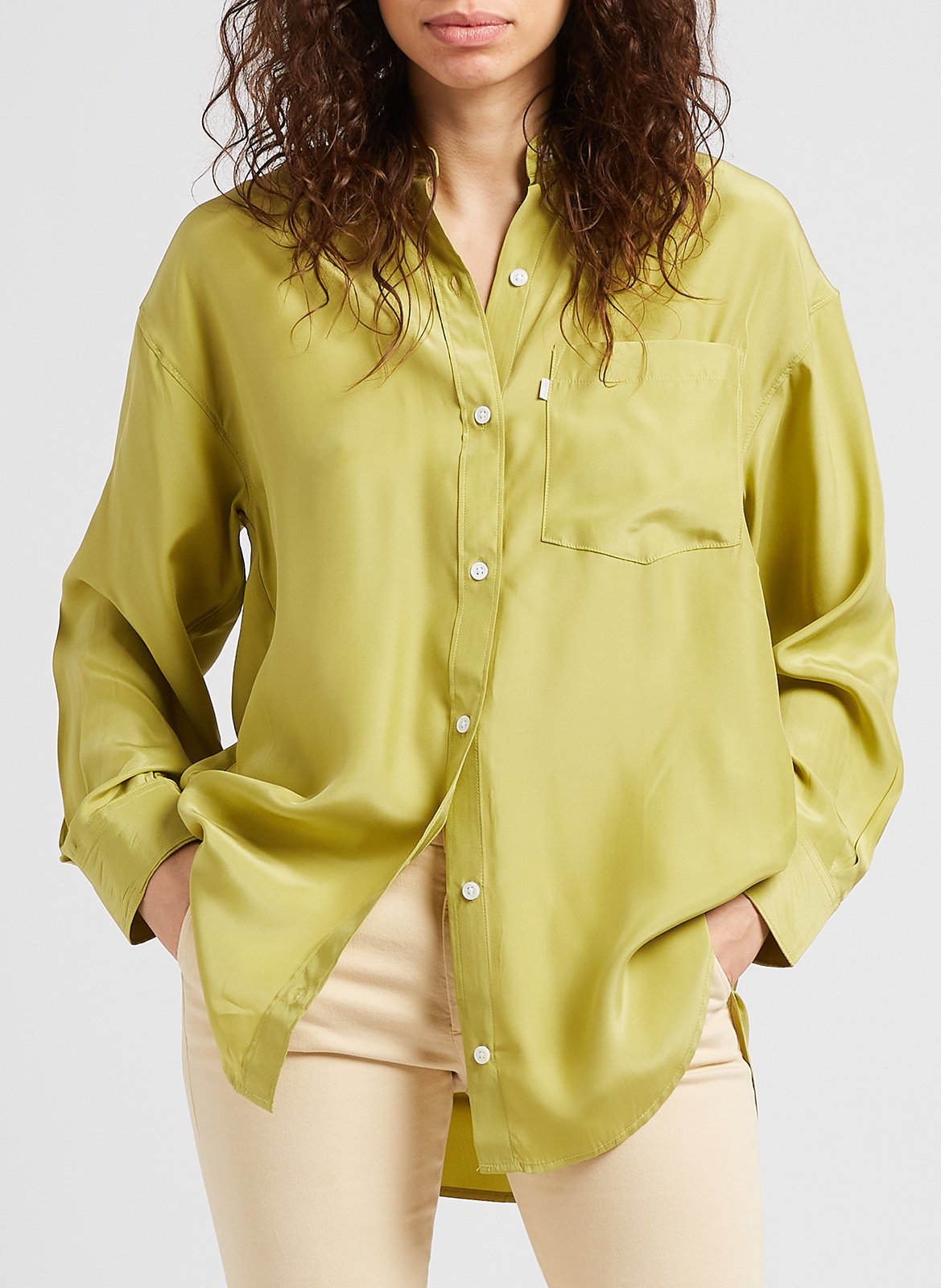 Longline classic-collar silk shirt LEVI&#039;S Green