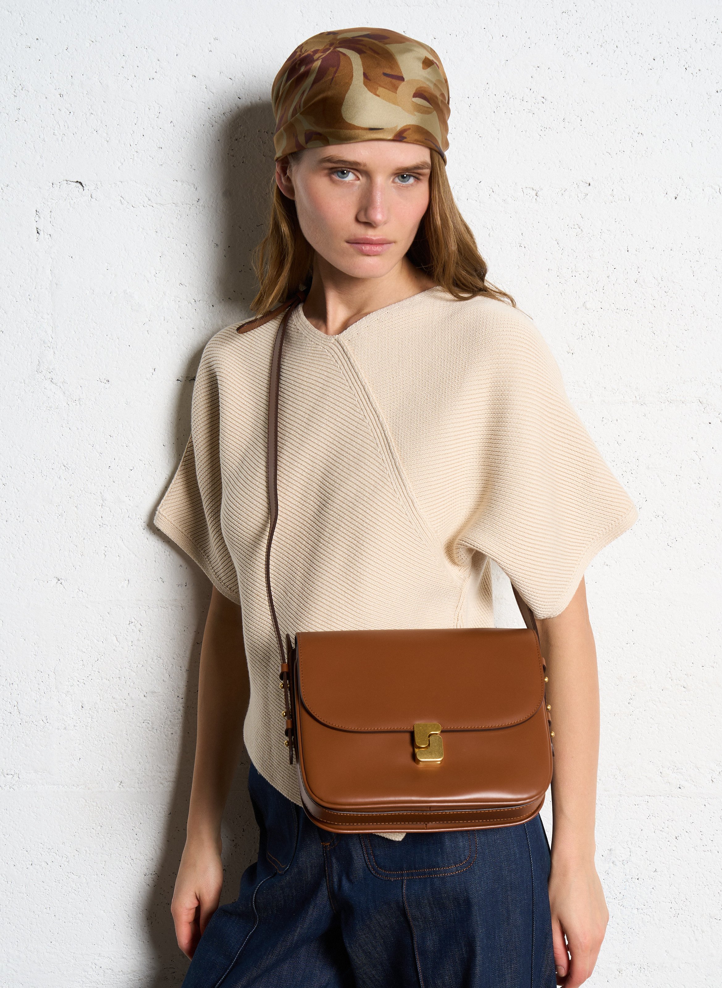 Umhängetasche aus Glacé-Leder SOEUR Braun