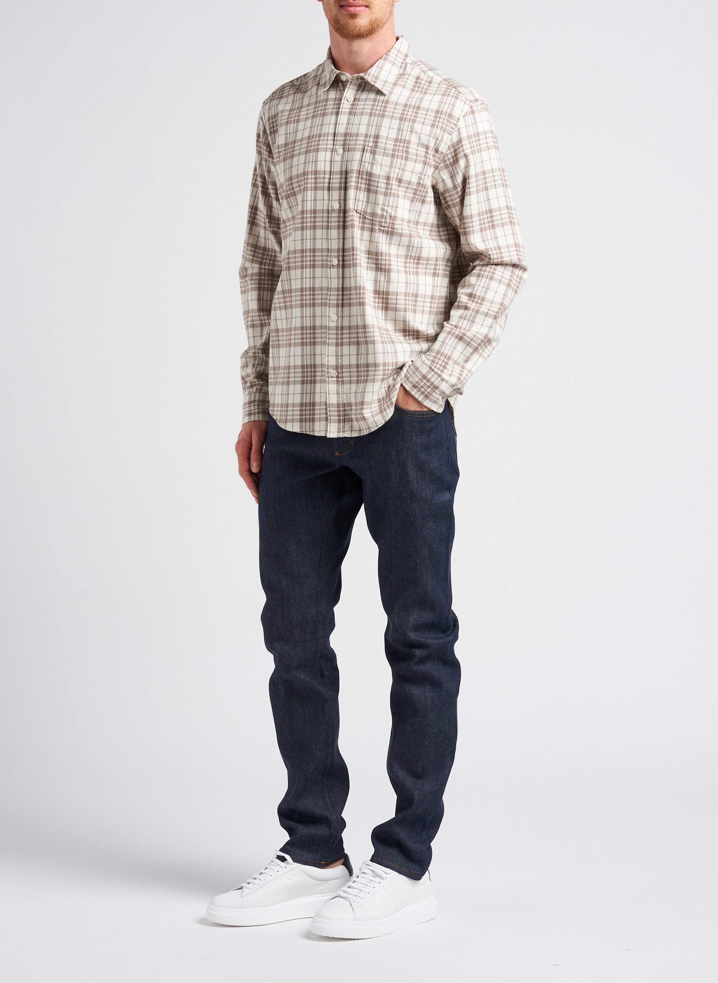 Kariertes Hemd aus Bio-Baumwolle mit klassischem Kragen, Regular Fit MINIMUM Beige