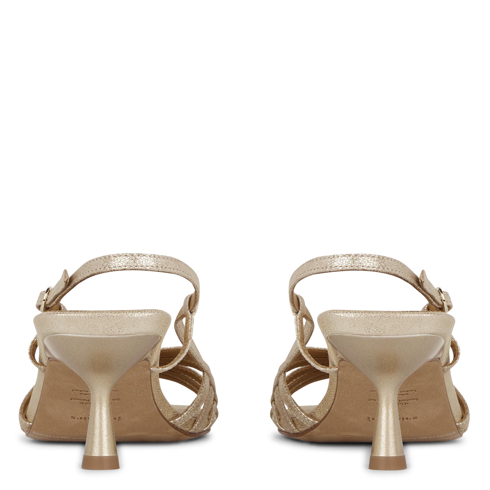 Heeled metallic leather sandals BOBBIES Golden