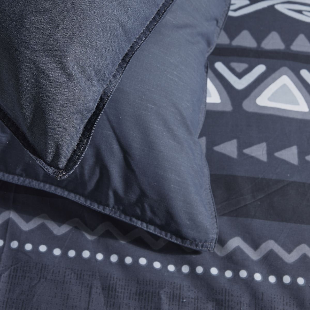 Zippered cotton printed bedding set TODAY LINGE DE MAISON Grey