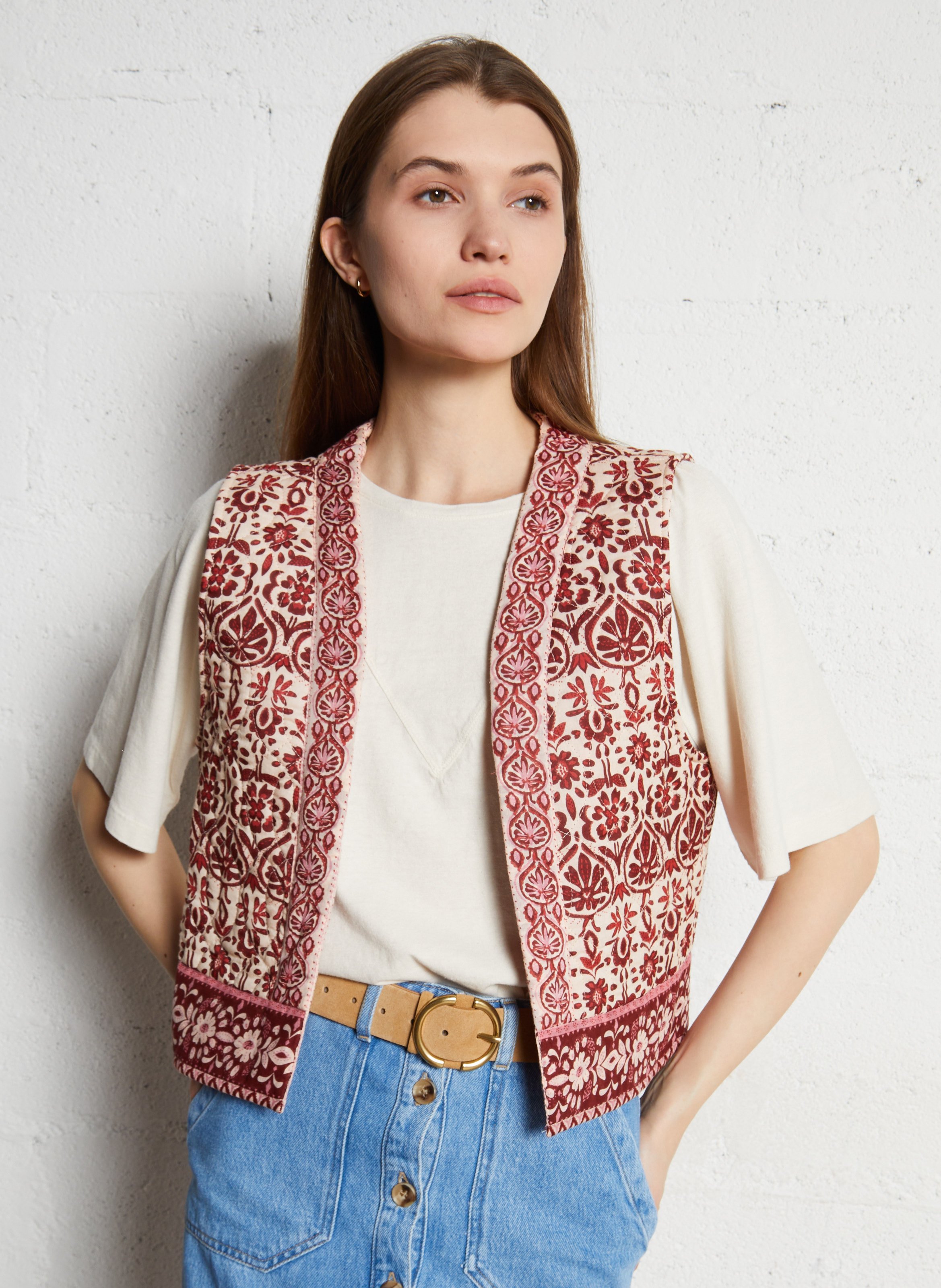 Veste sans manches en coton Multicolore