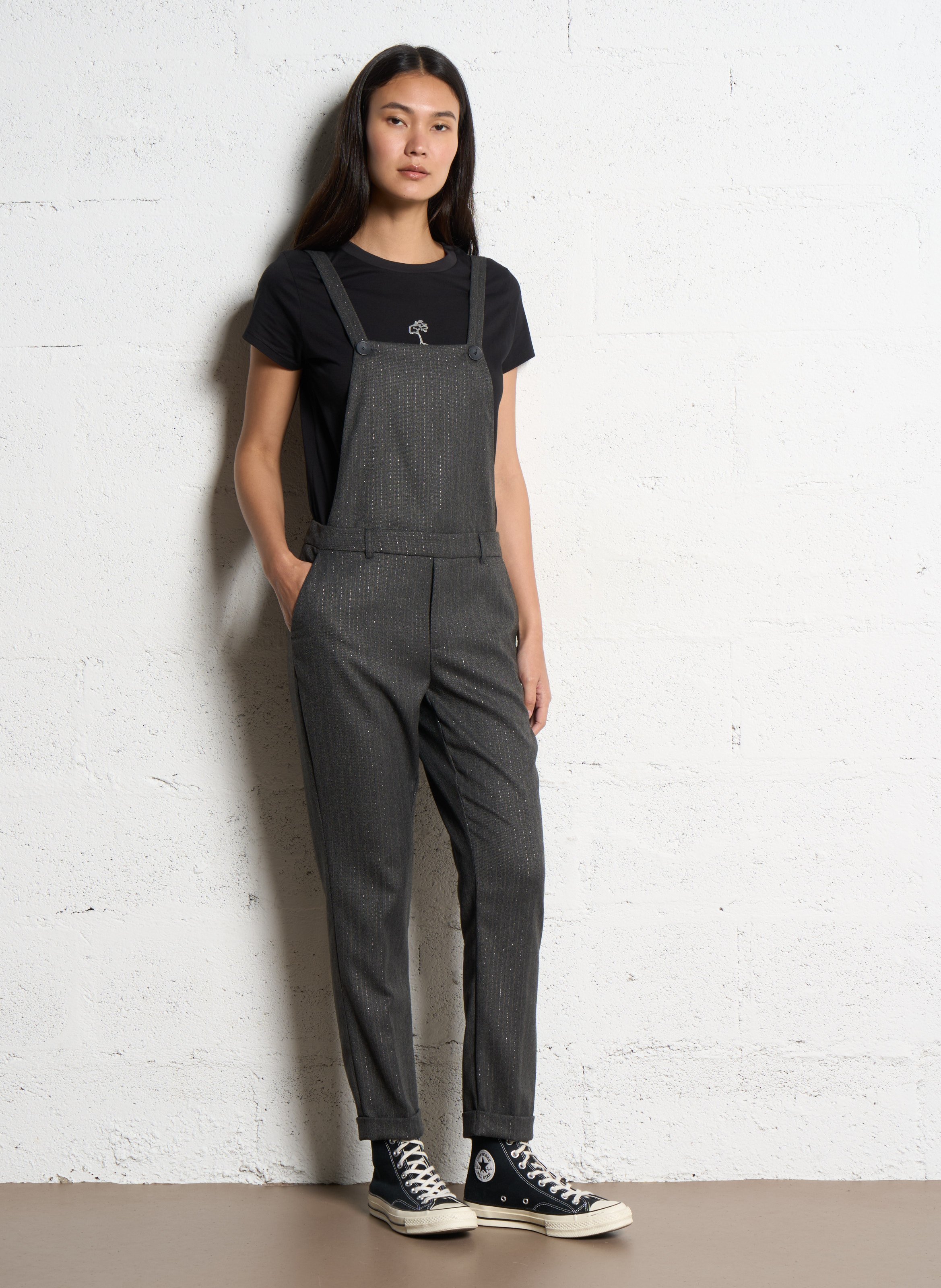 Combinaison droite à rayures métallisées ONE STEP Gris