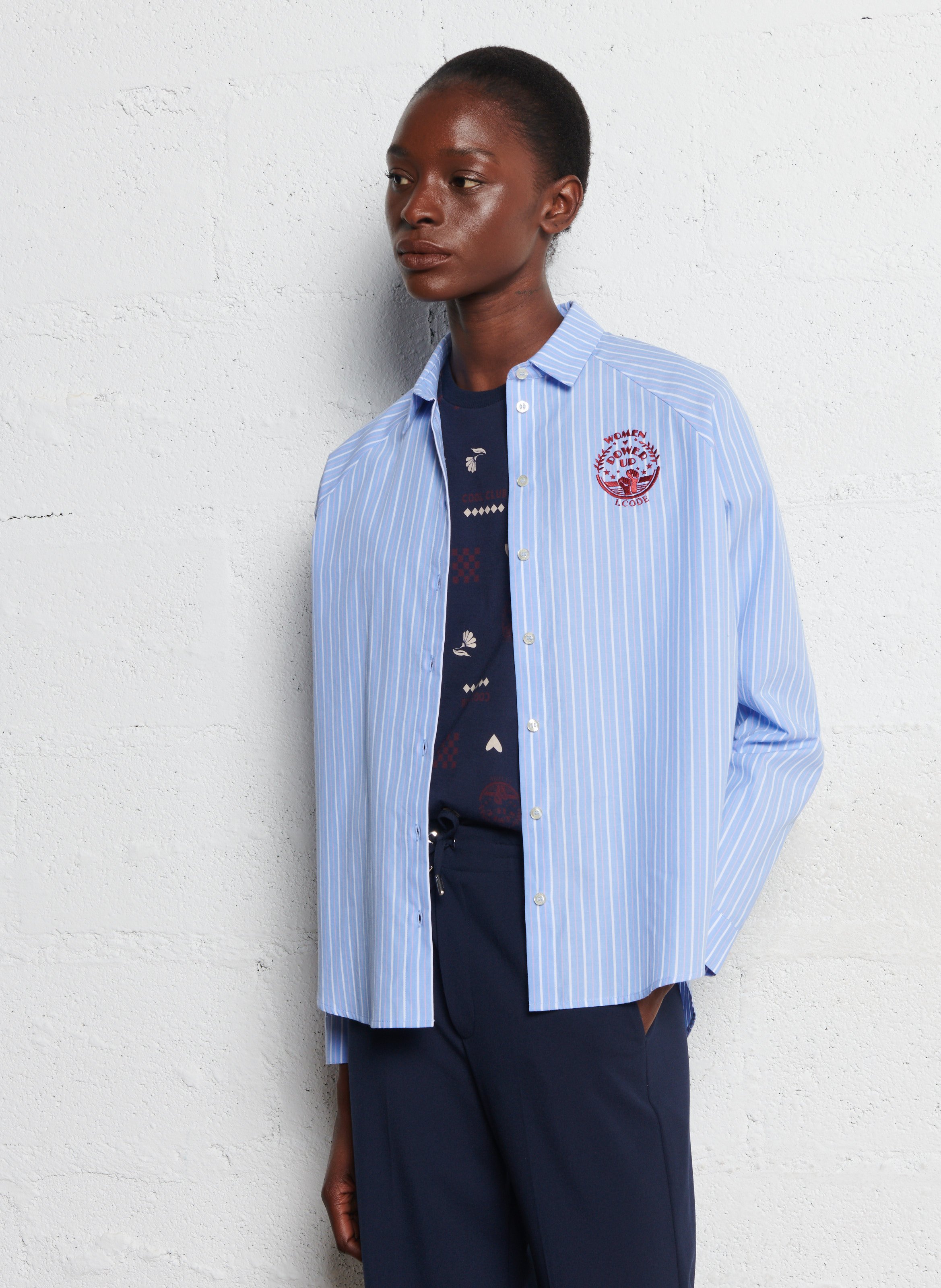 Chemise col classique manches contrastantes en coton I CODE Blue