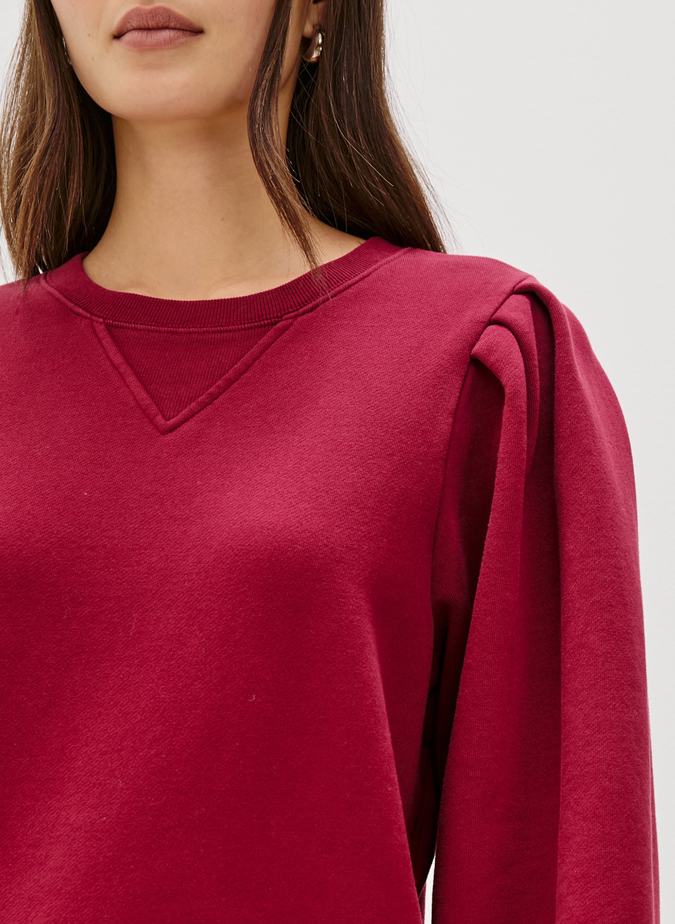 Sweat uni à manches bouffantes RAILS Rouge