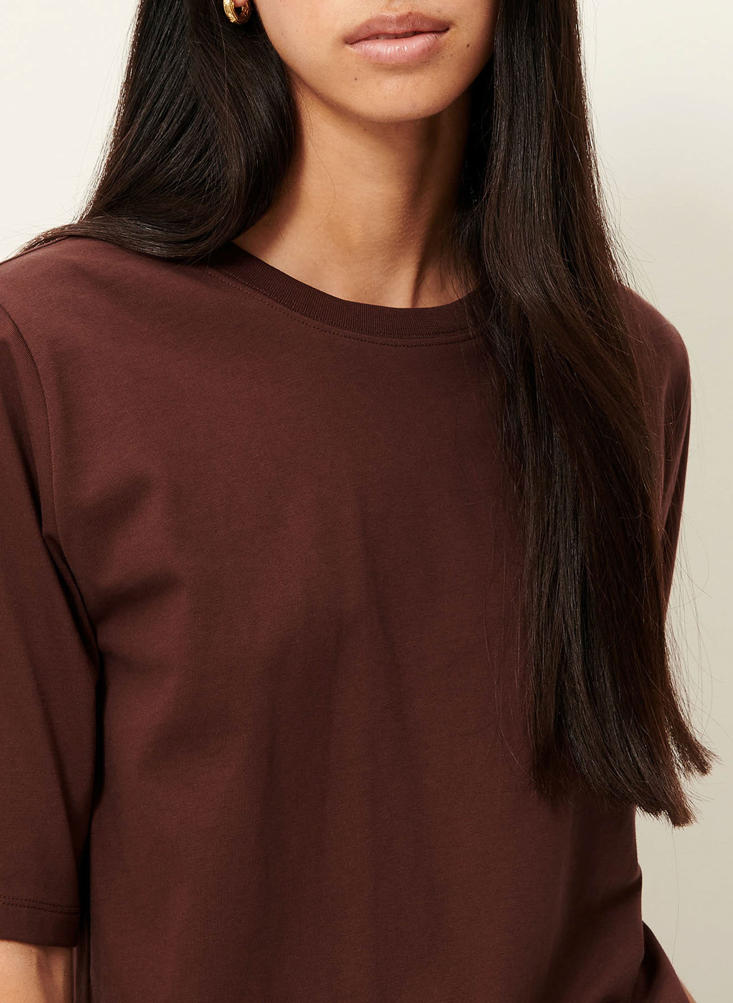 Ruimvallend, katoenen T-shirt met ronde hals SESSUN Bruin