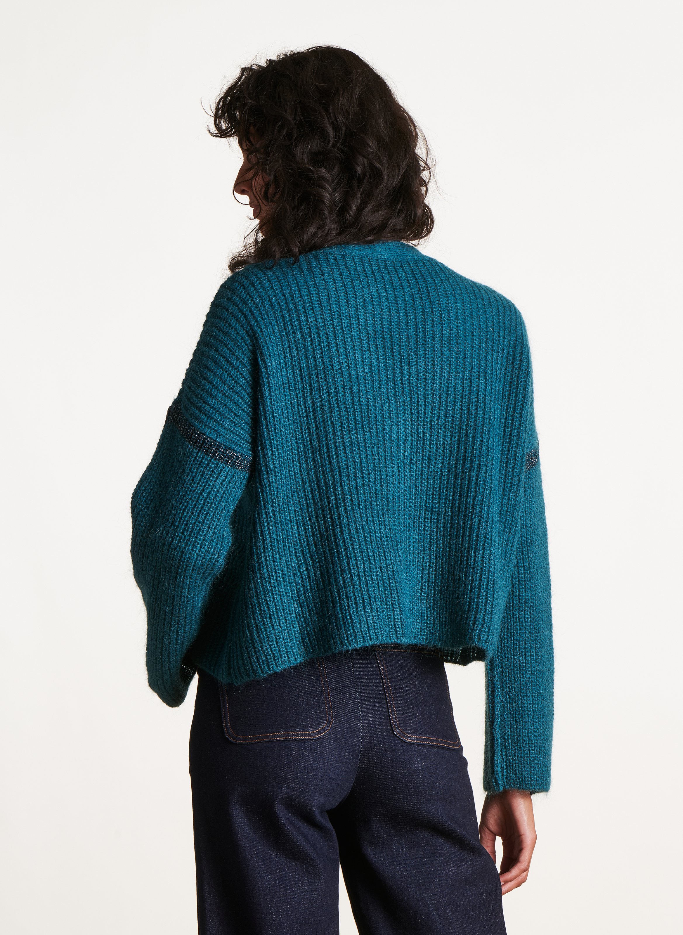 Oversized vest V-hals LA FEE MARABOUTEE Blauw