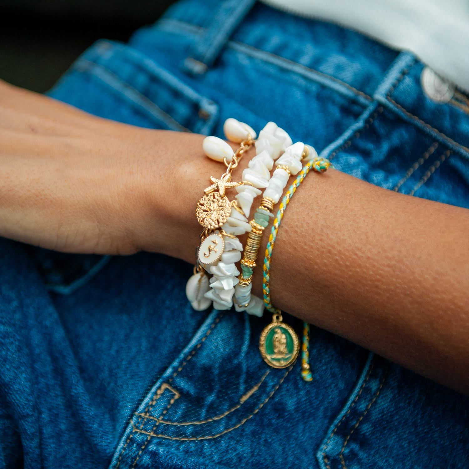 Bracelet crunchs grigris - eve L'ATELIER DES DAMES Golden