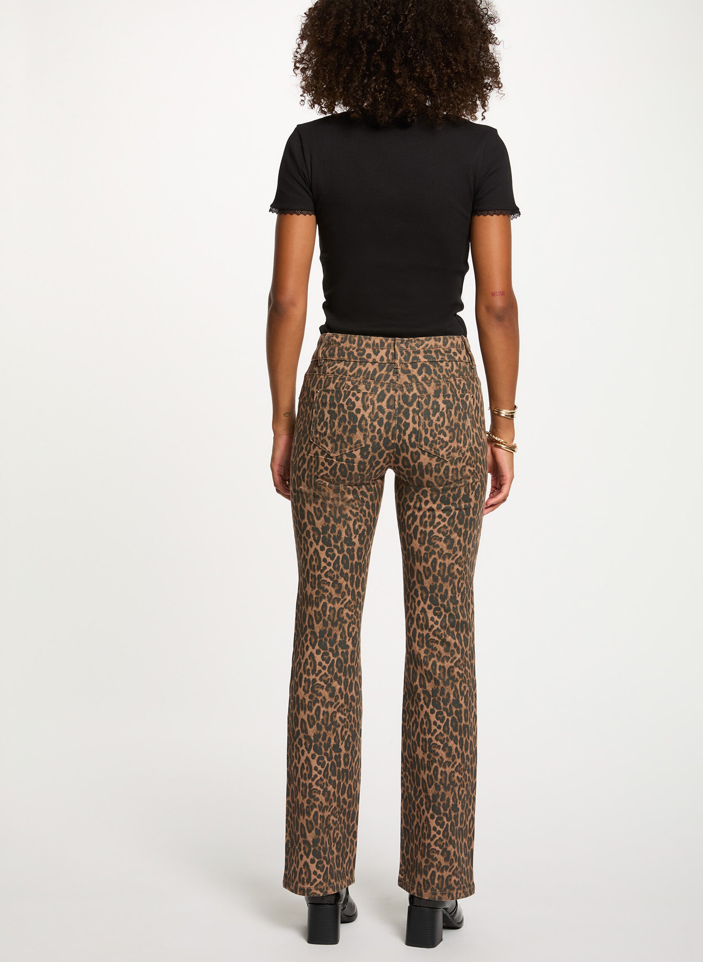 Pantalon droit en coton mélangé imprimé MORGAN Multicolore