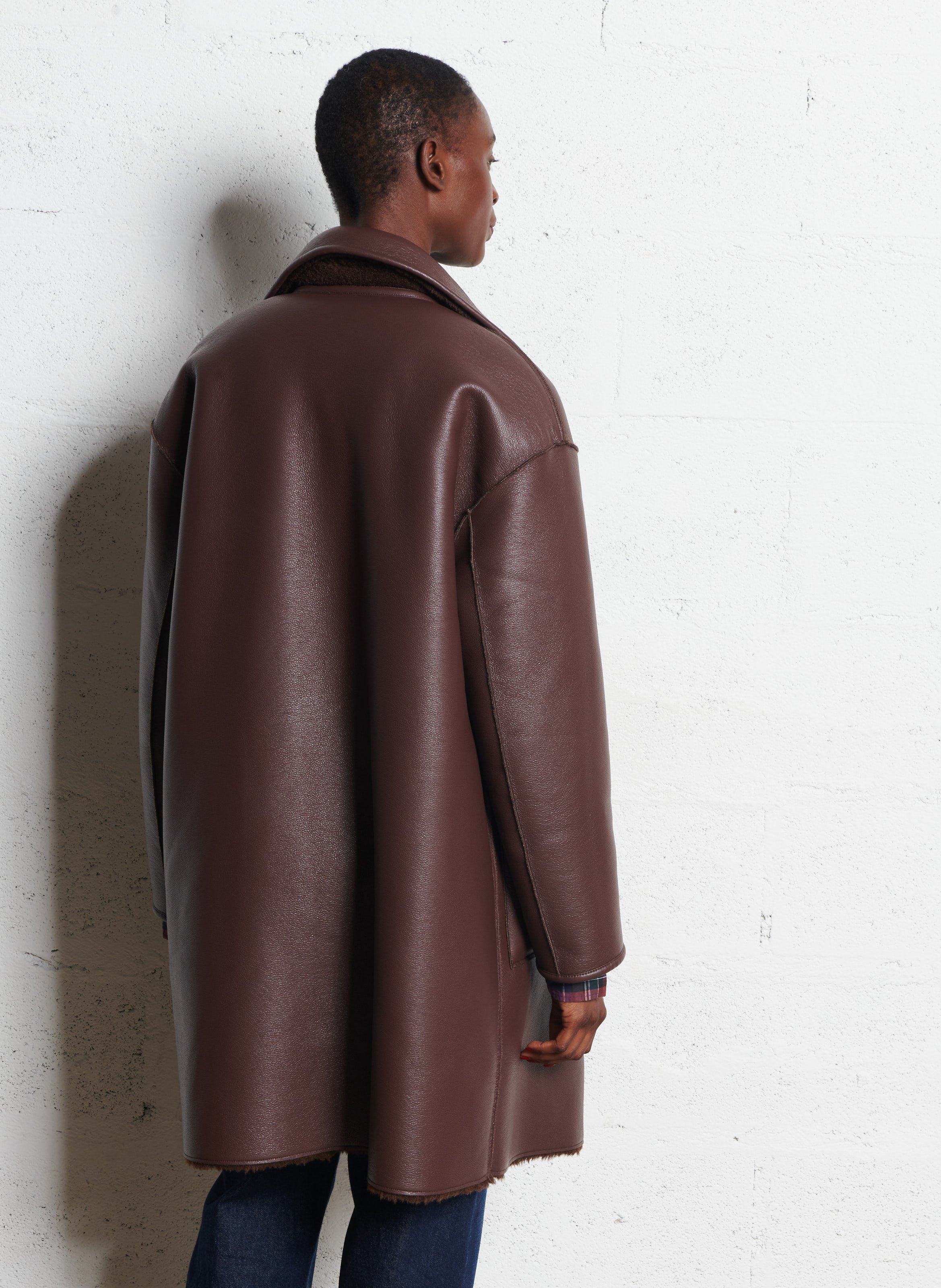 Manteau oversize réversible BELLEROSE Marron