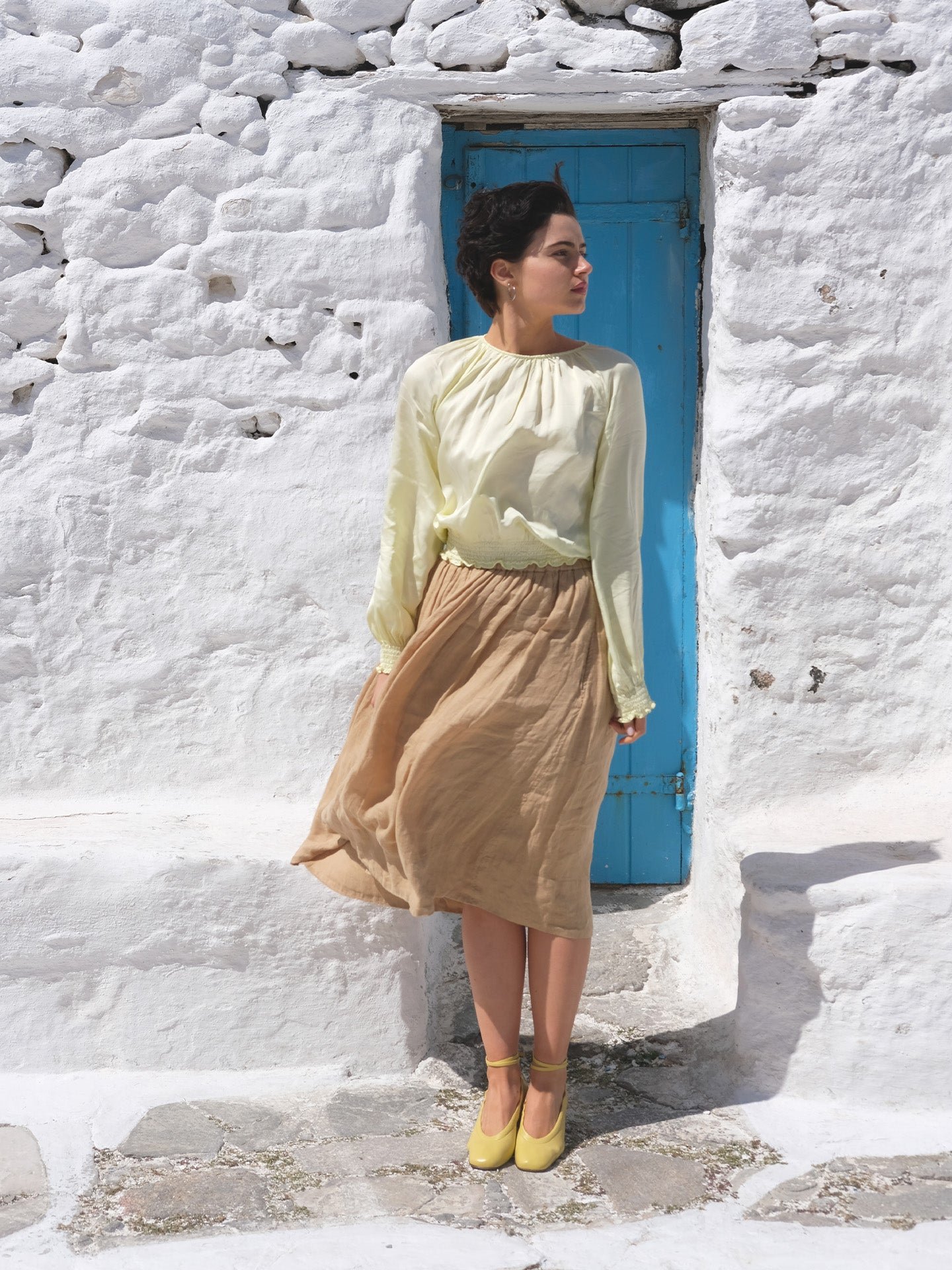 Heeled ballet flats in nappa leather EMZI PARIS Yellow