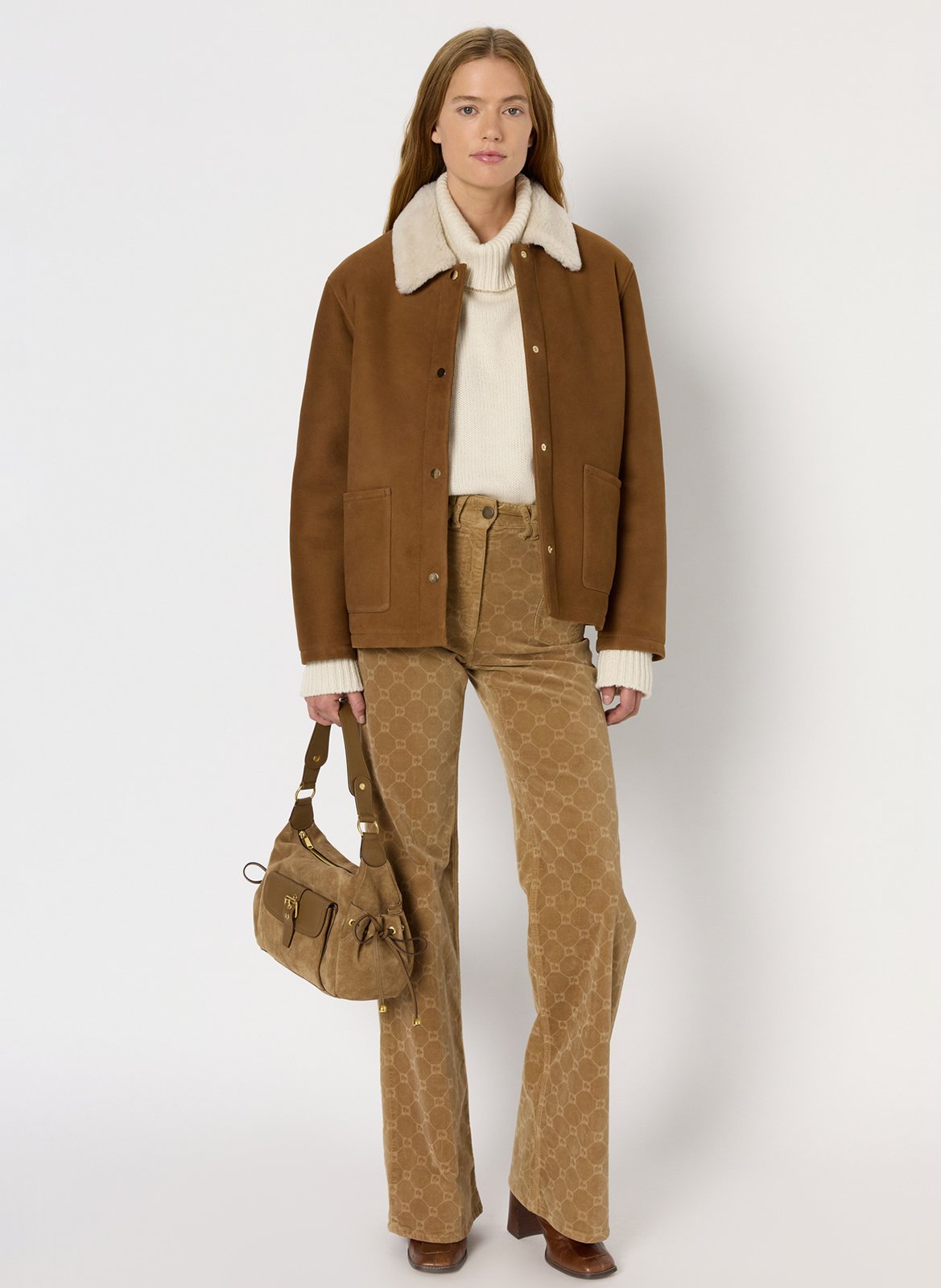 Klassieke leren lammy jas GERARD DAREL Bruin