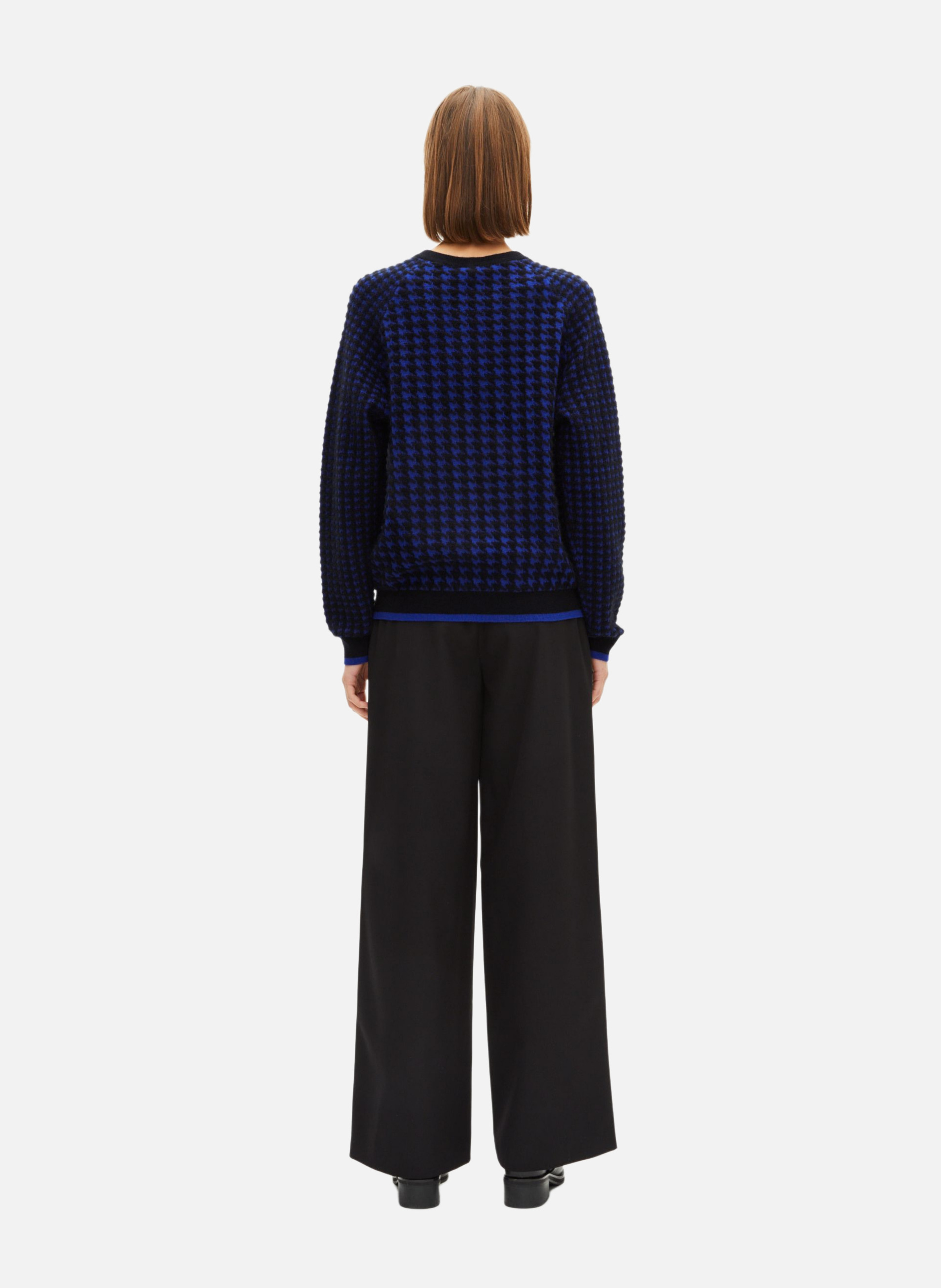 Houndstooth wool blend sweater. THE KOOPLES Black