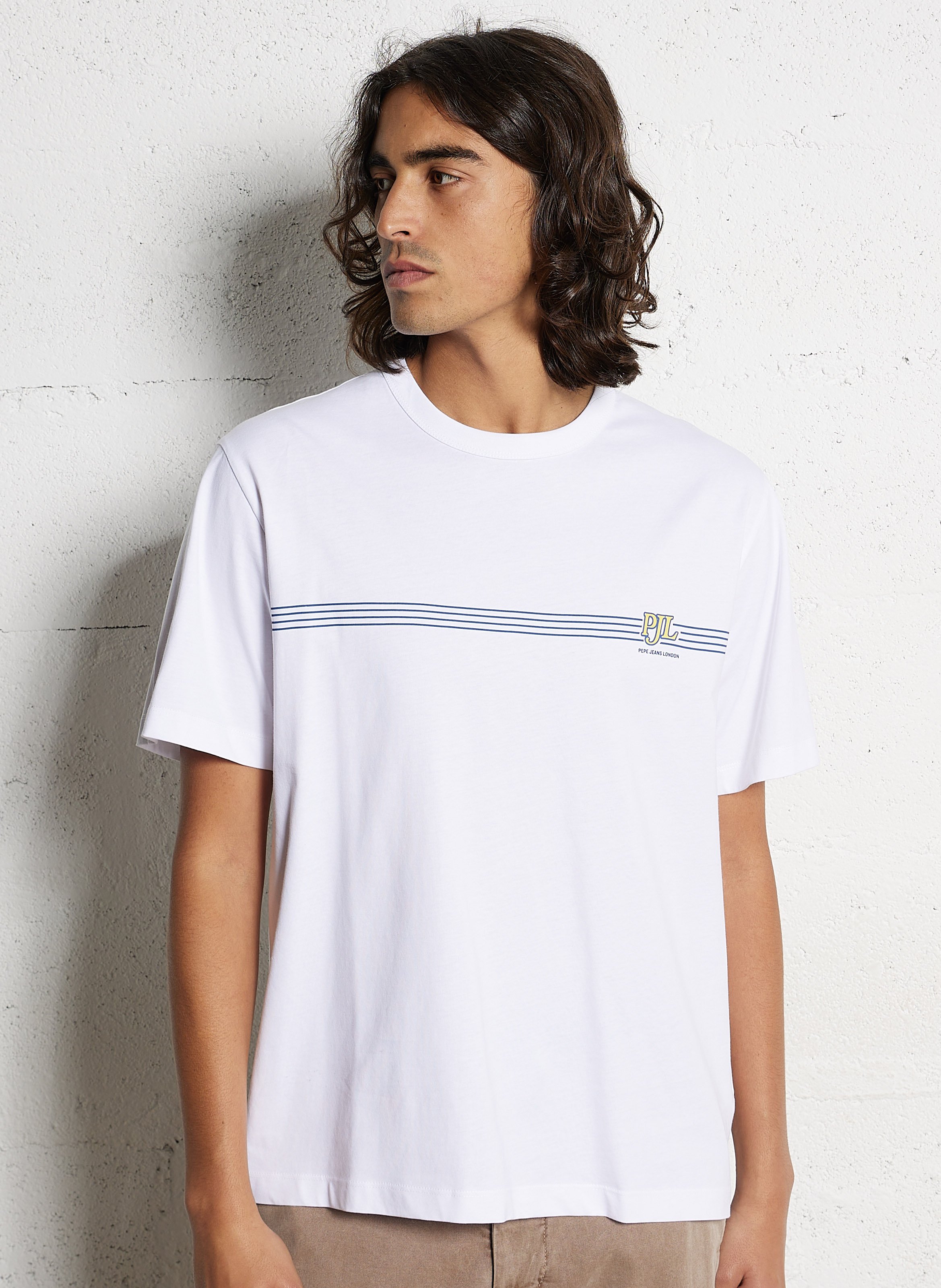 Straight-cut printed cotton T-shirt PEPE JEANS White