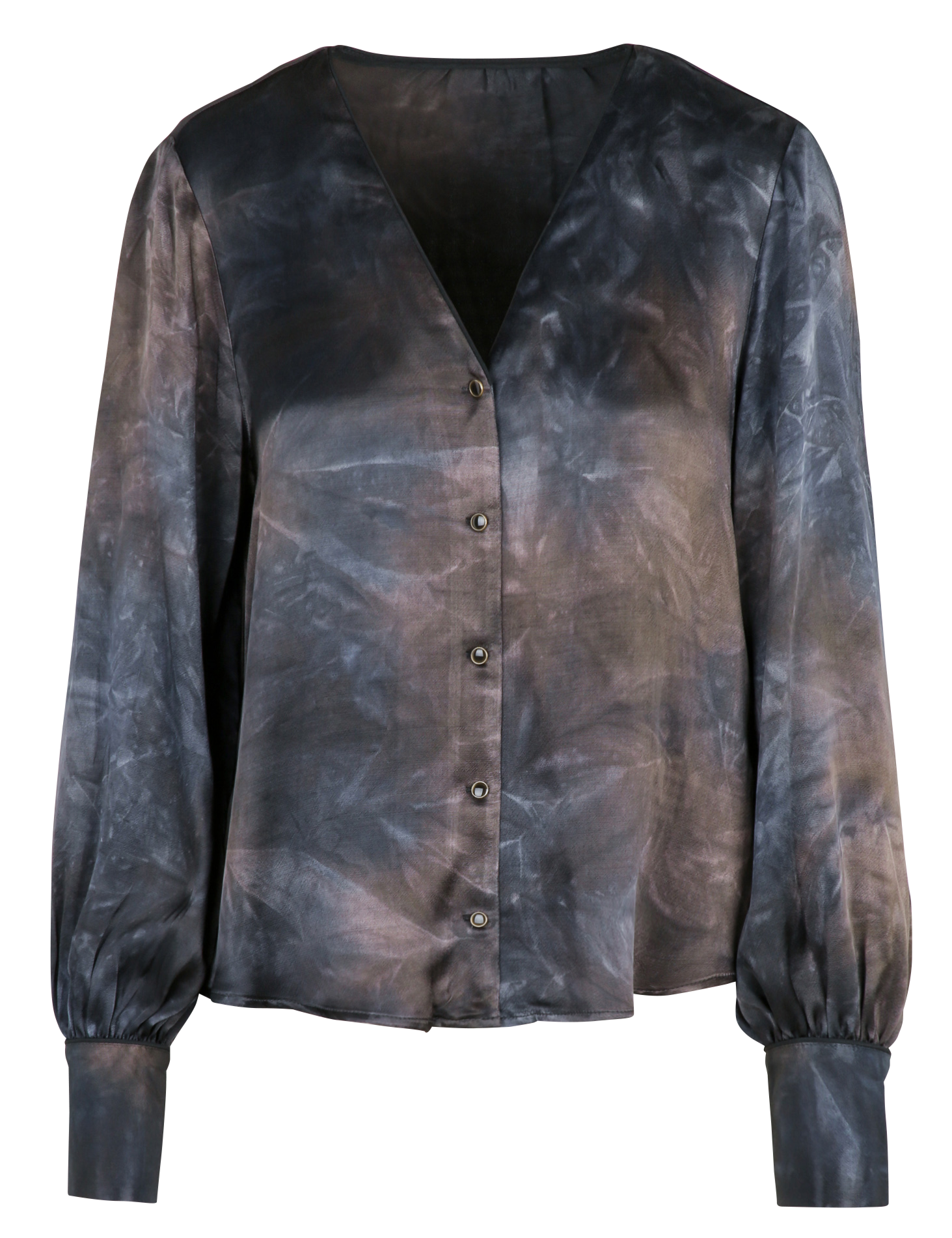 Printed V-neck shirt ACOTE Black