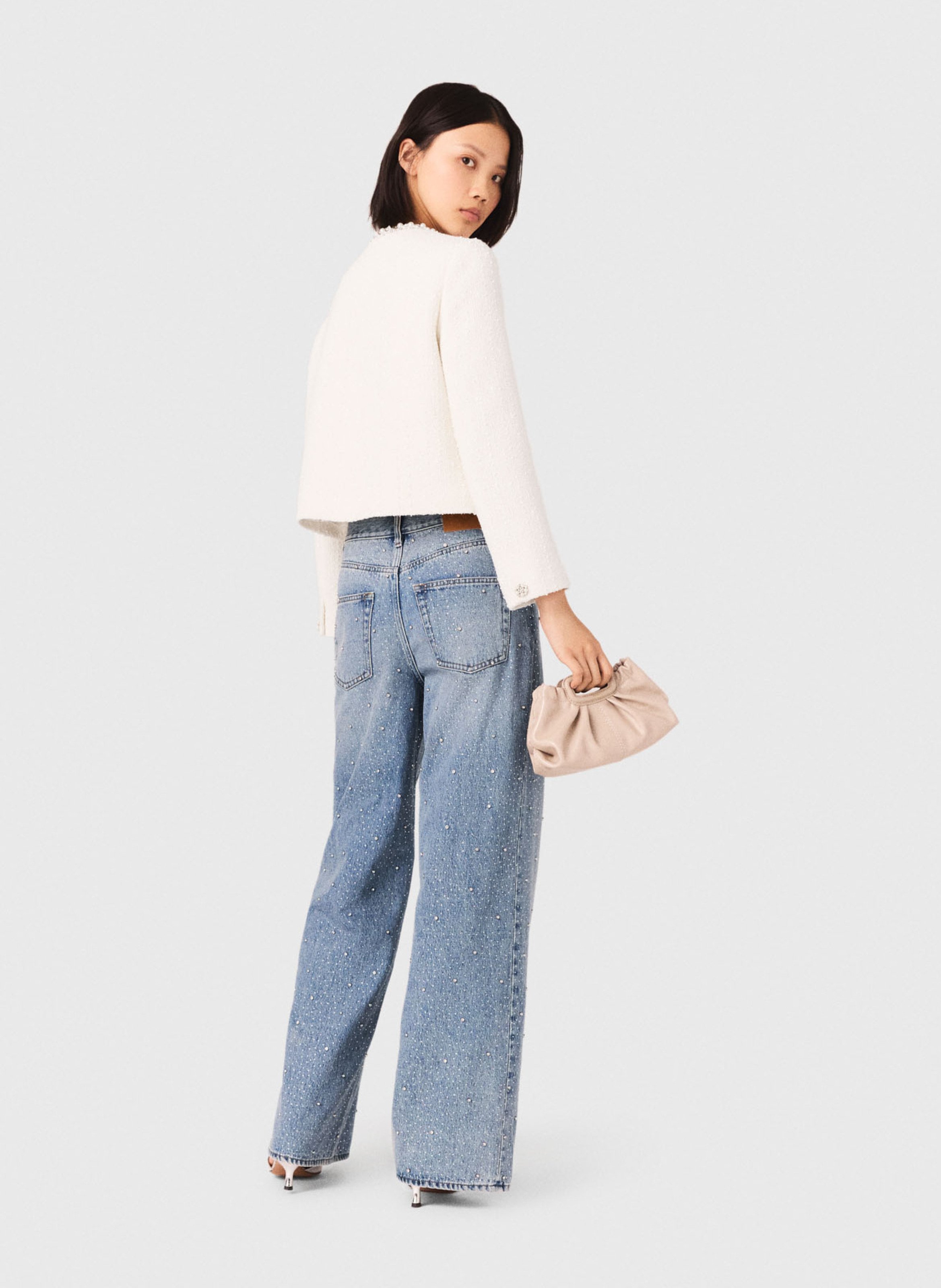 Veste col rond en coton mélangé MAJE Beige