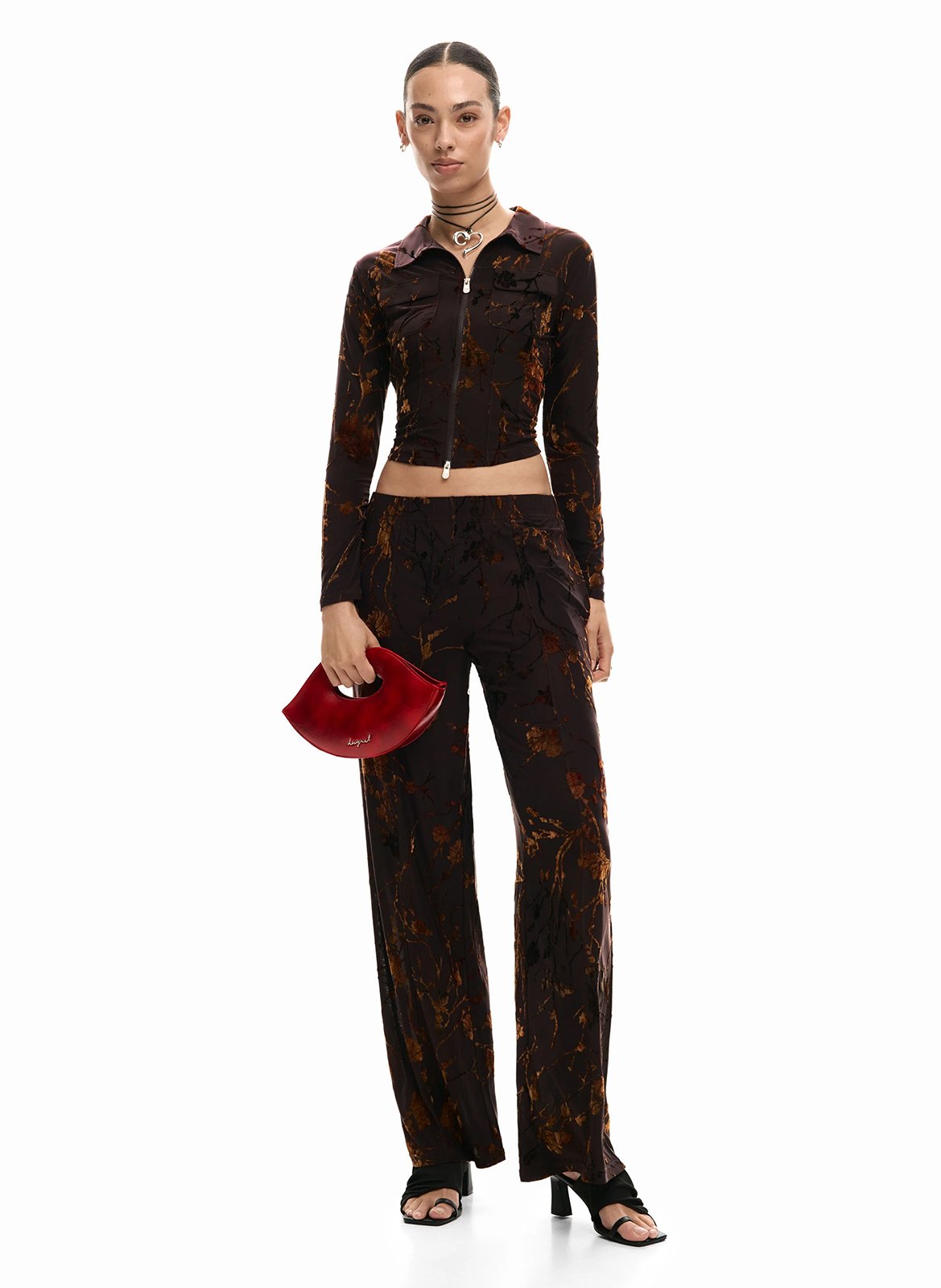 Pantalon large DESIGUAL Marron