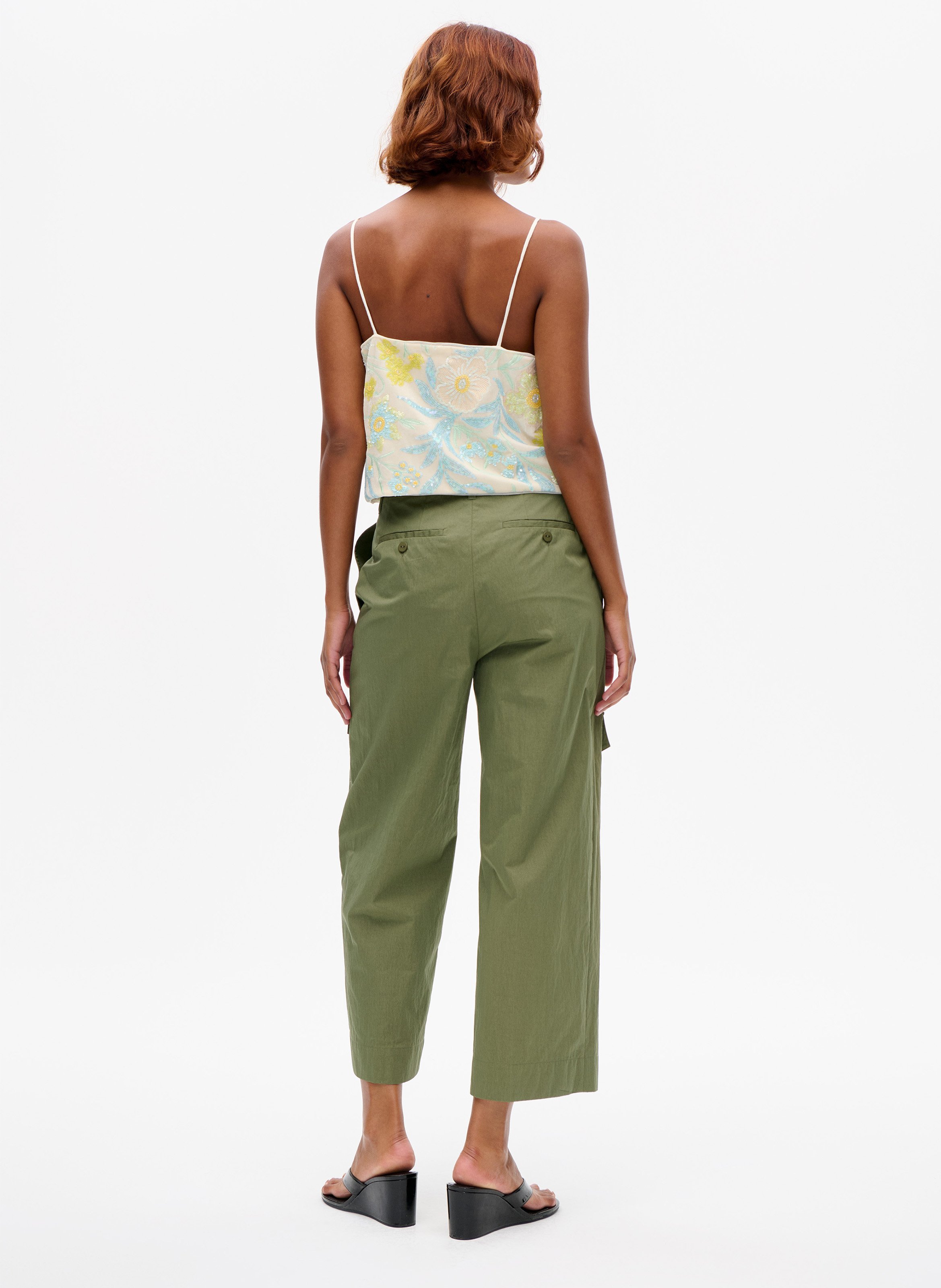 Wide-leg organic cotton-blend pants BAUM UND PFERDGARTEN Green