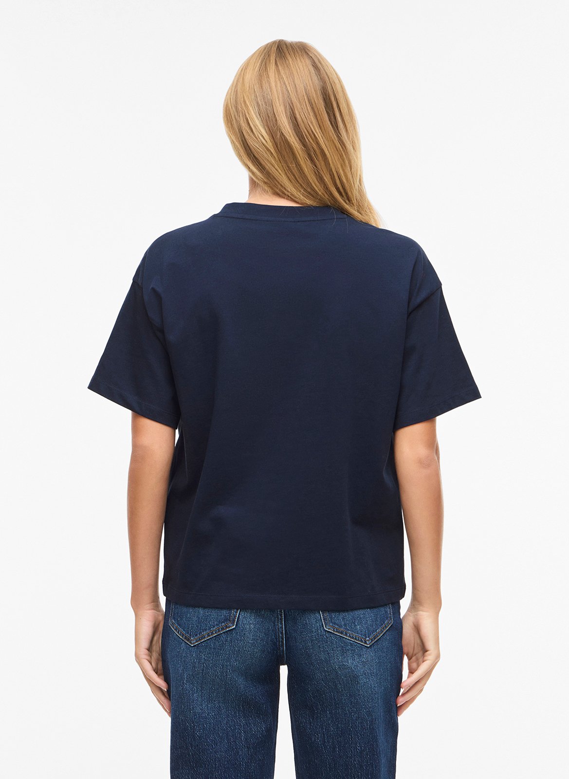 Tee-shirt col rond en coton bio mélangé VILA Bleu