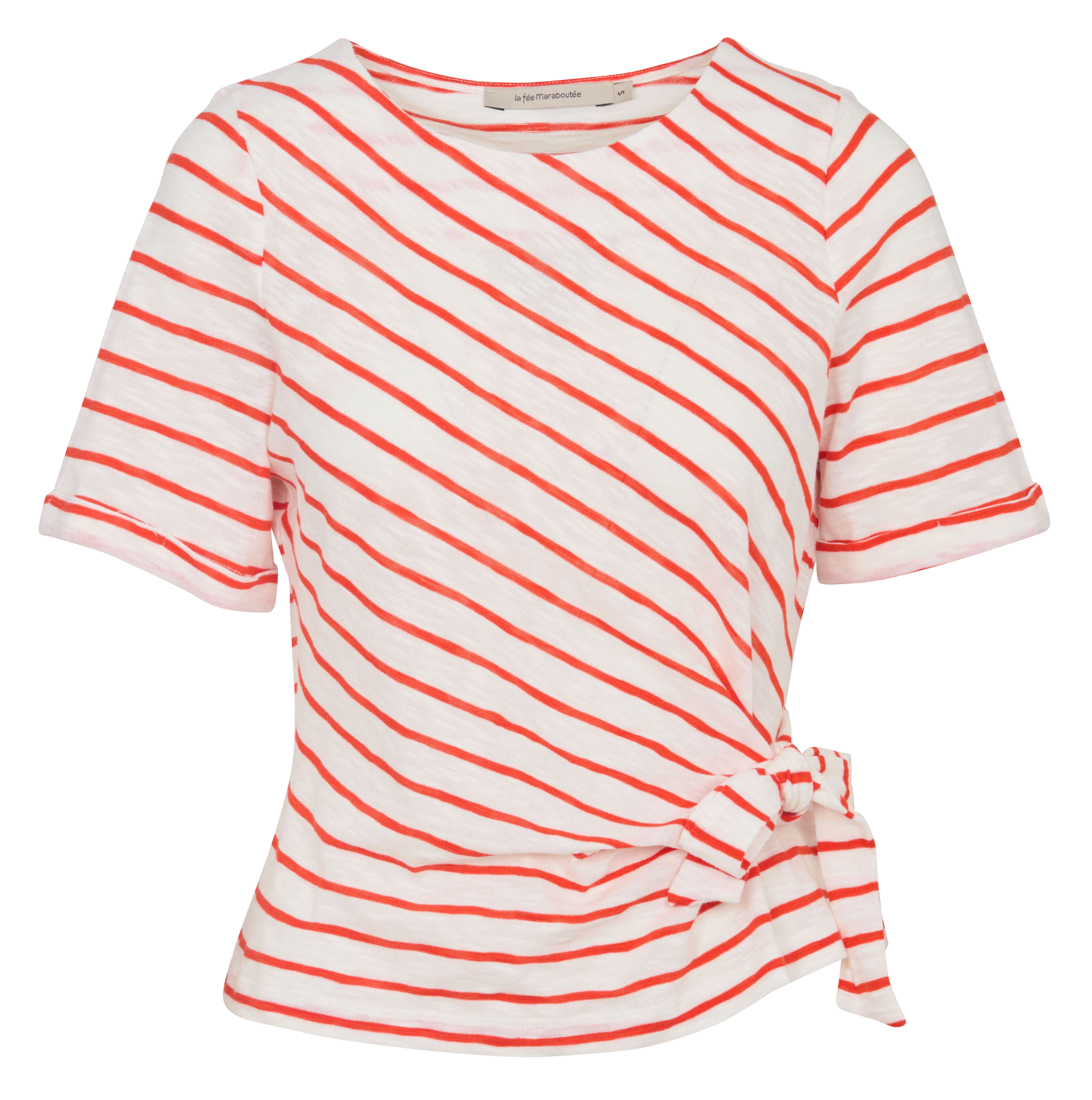 Tee-shirt col rond en coton LA FEE MARABOUTEE Rose