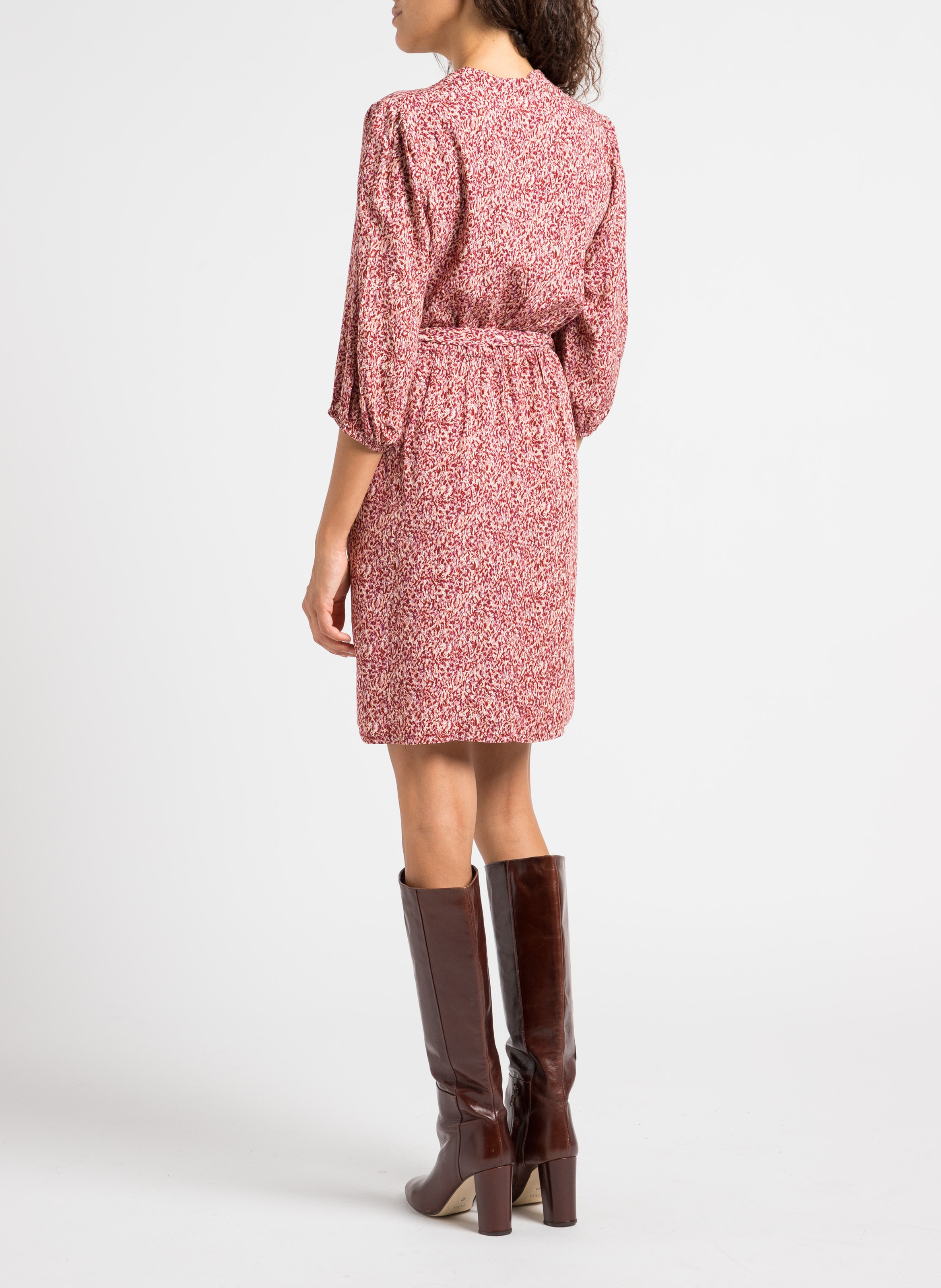 Robe courte col V imprimée  GRACE ET MILA Blanc