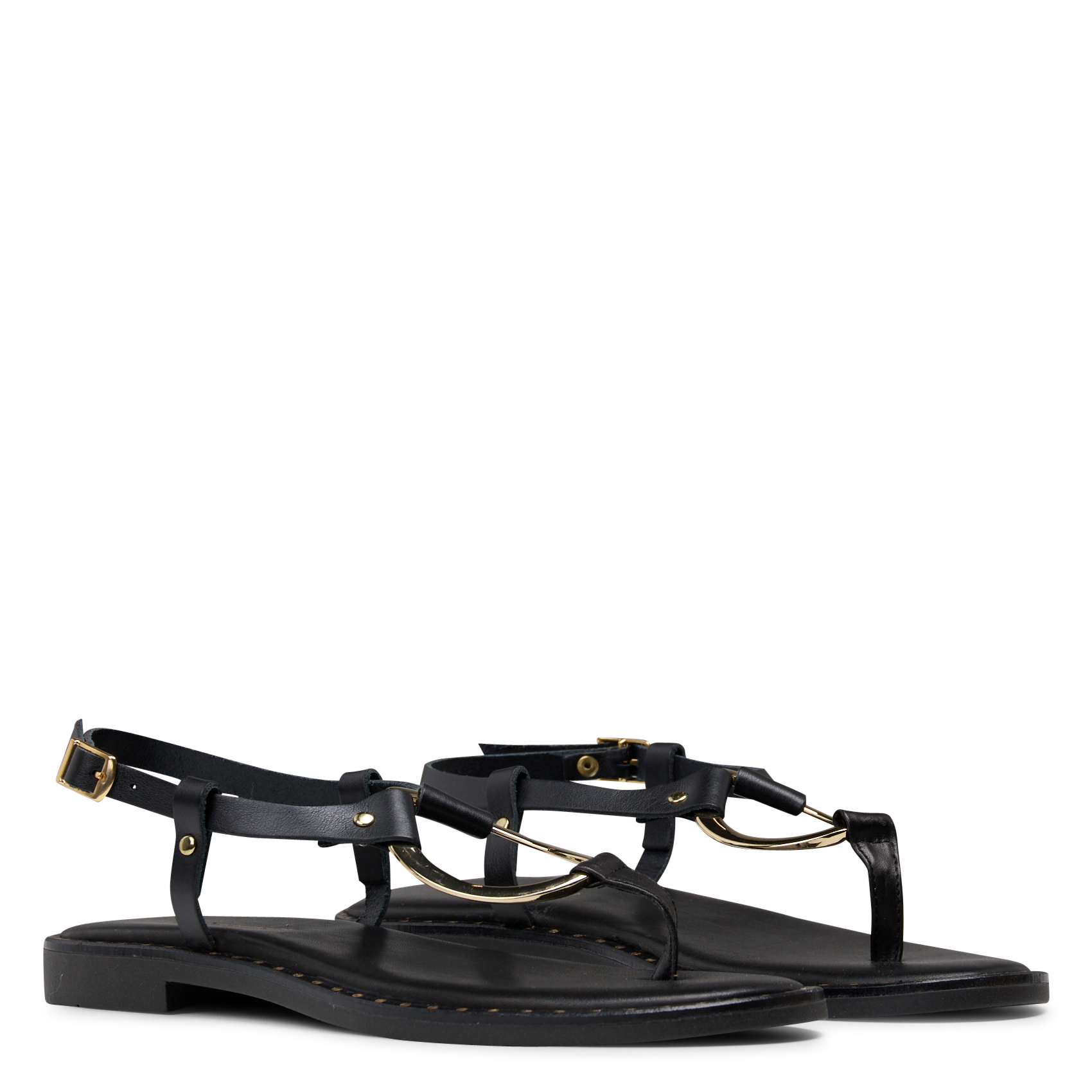 Mixed leather flat sandals LA FEE MARABOUTEE Black
