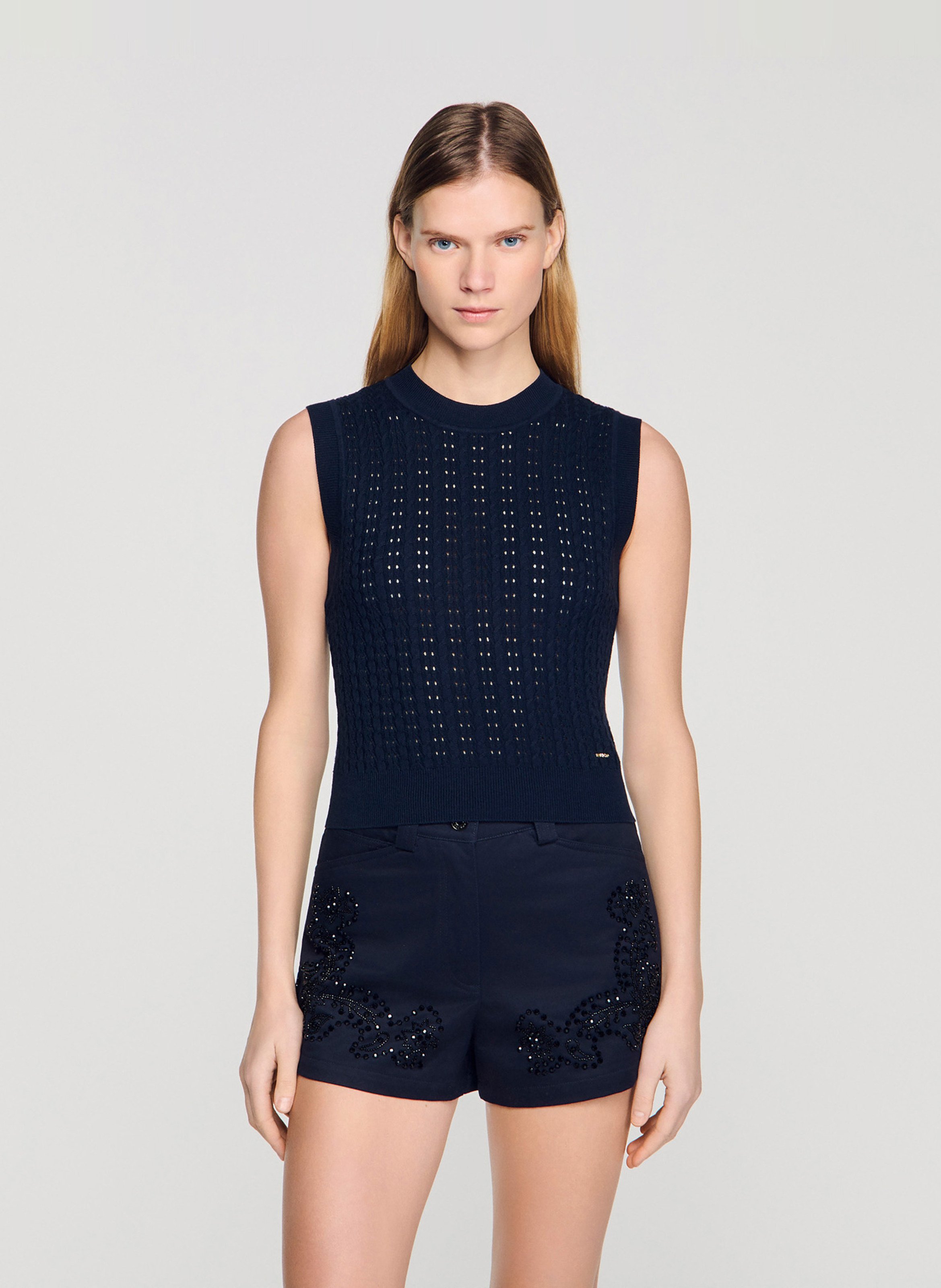 Pull col rond  SANDRO Bleu