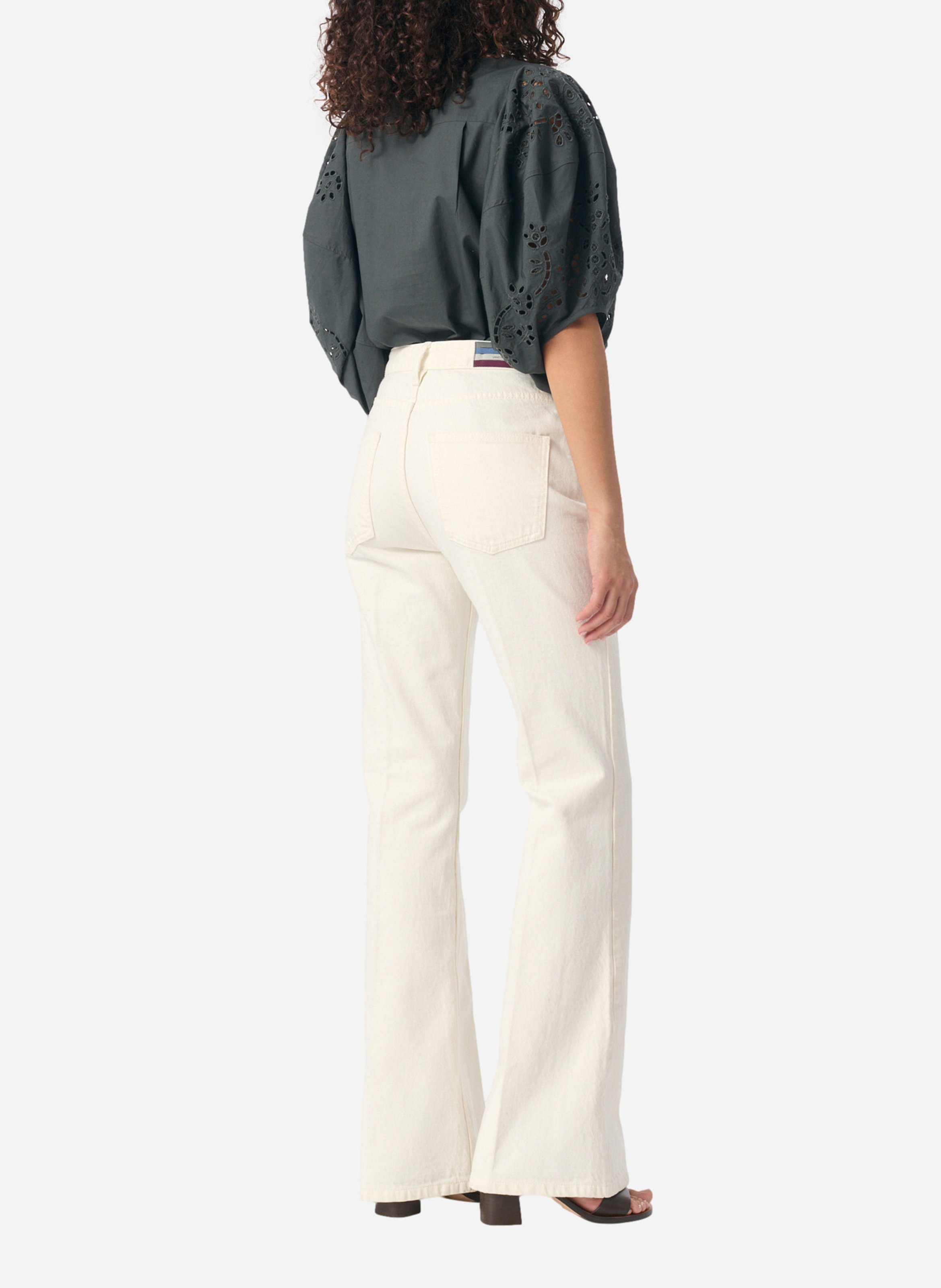 Jean flare taille haute uni VANESSA BRUNO Blanc