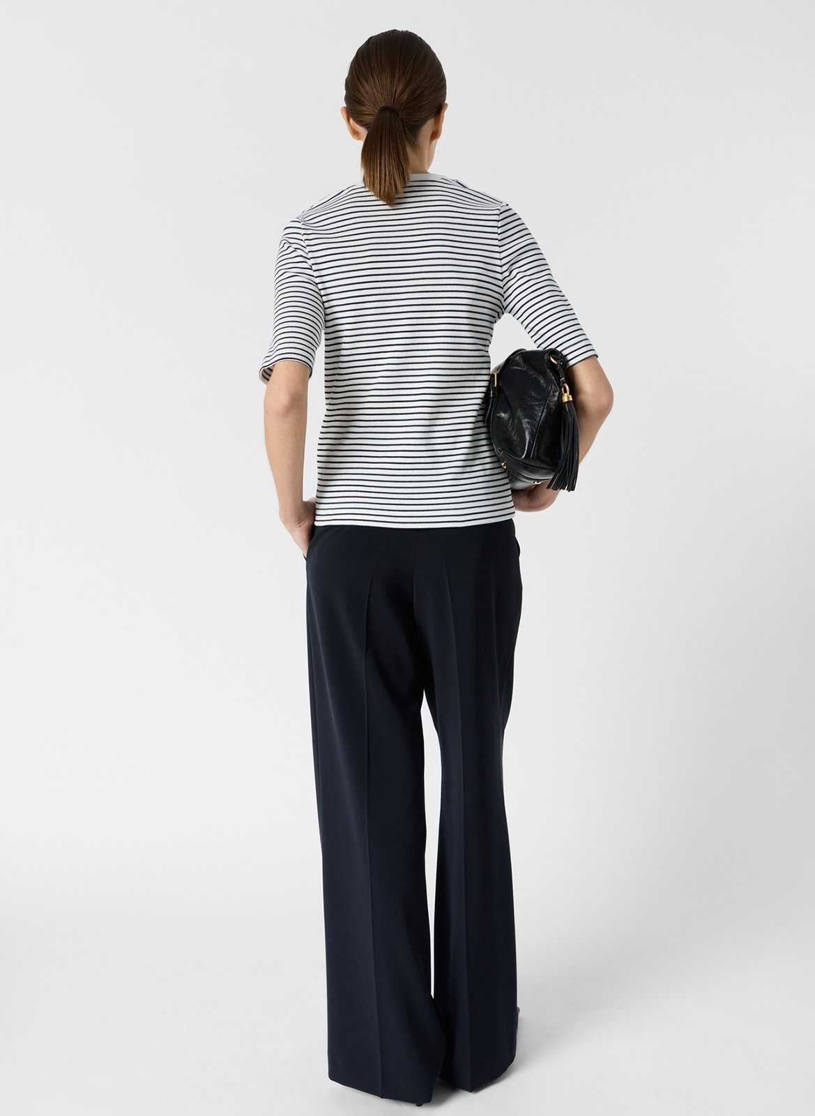 Top ajusté col V en coton mélangé rayé GERARD DAREL Bleu