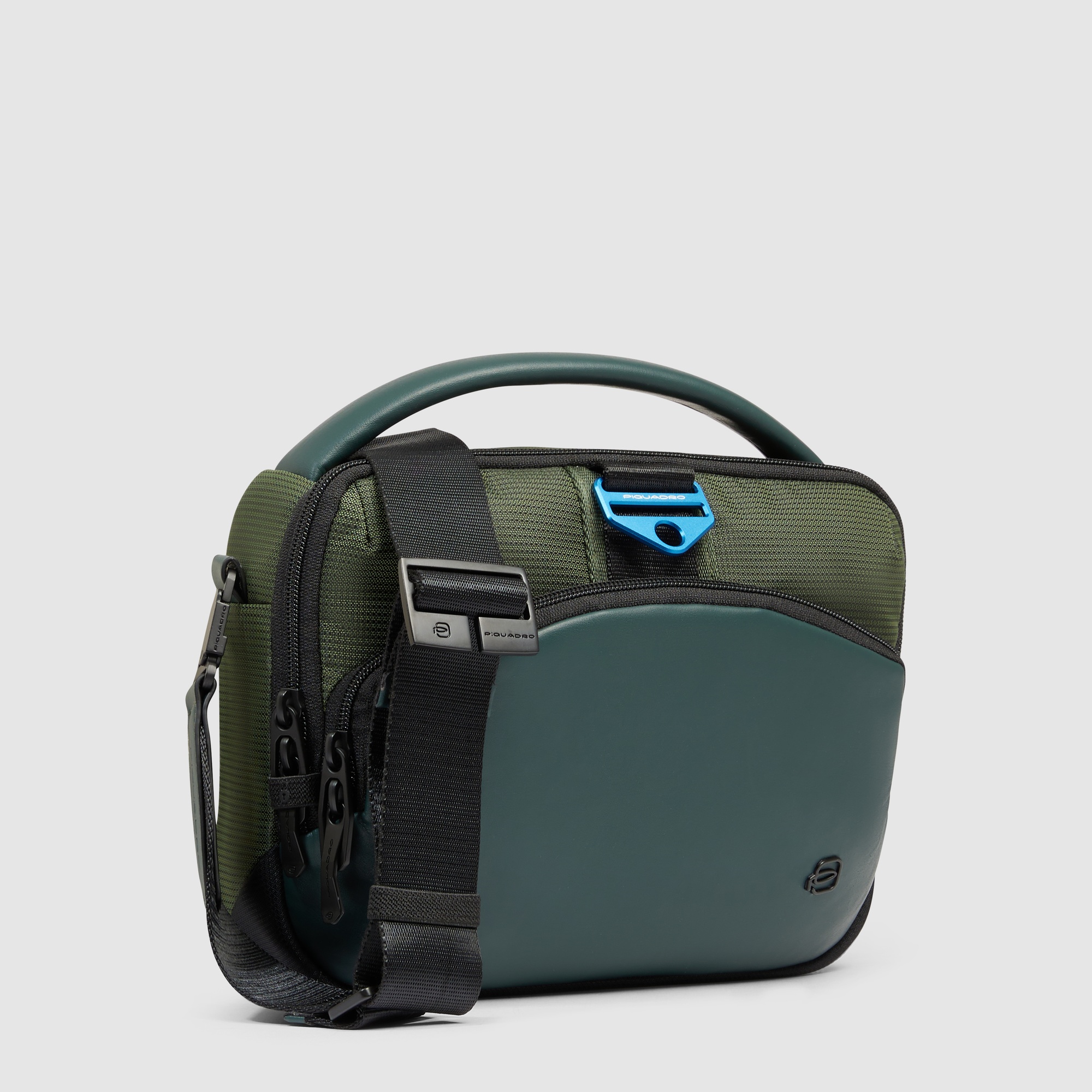 Men's crossbody bag made from bio-based material PIQUADRO Green