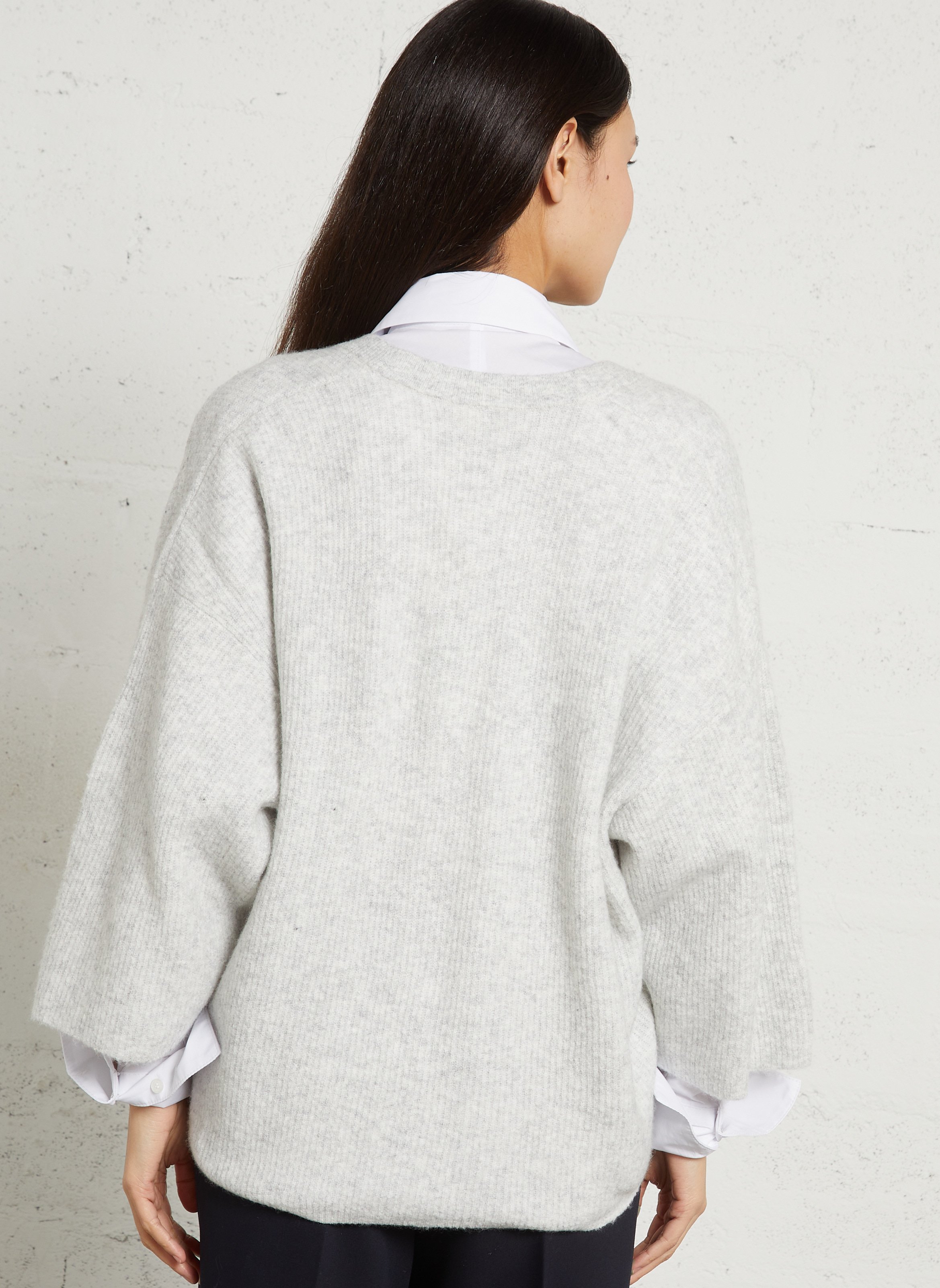 Oversized ronde hals gebreid vest AMERICAN VINTAGE Grijs