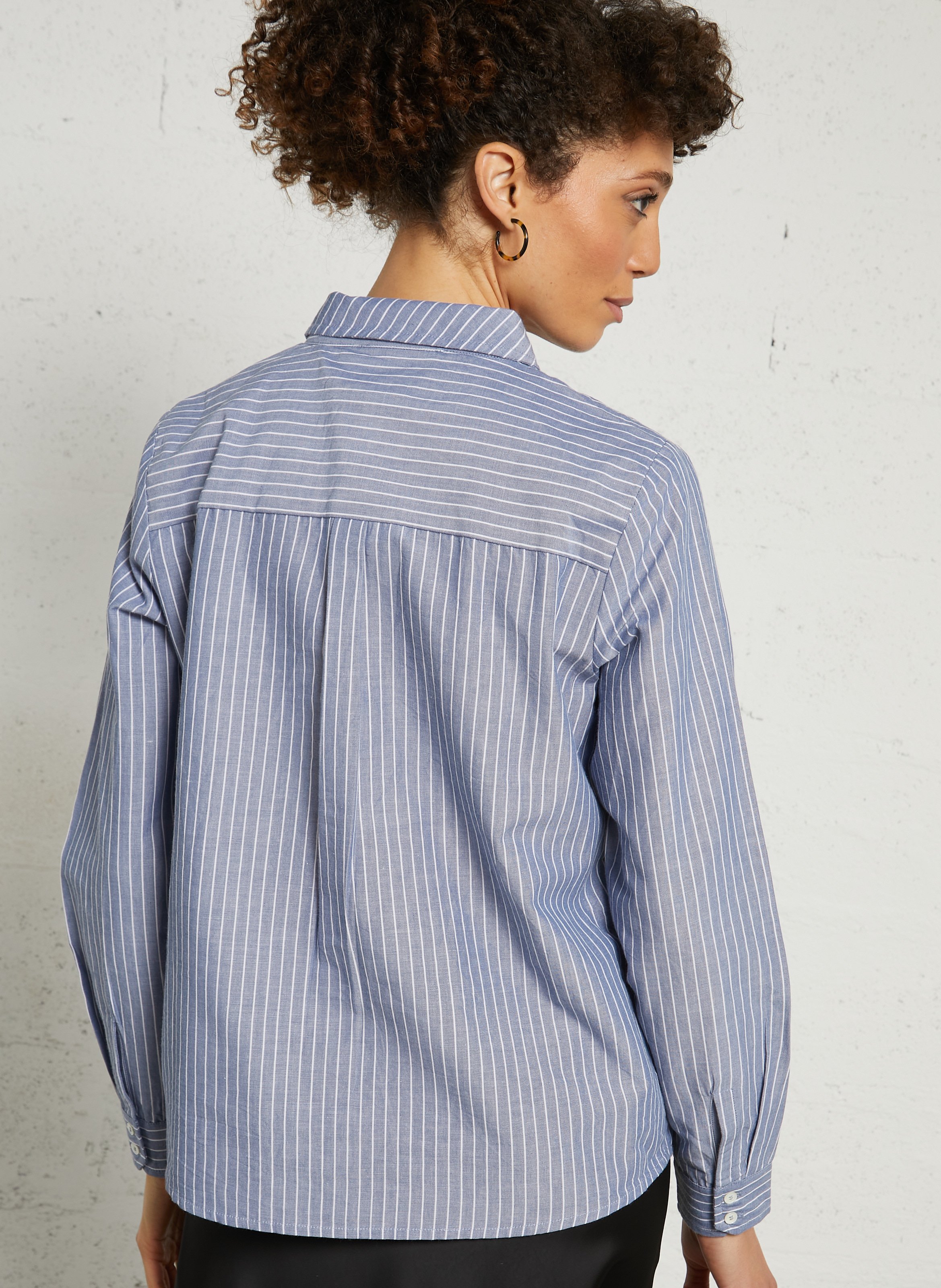 Chemise col classique manches contrastantes en coton LA PETITE ETOILE Blue