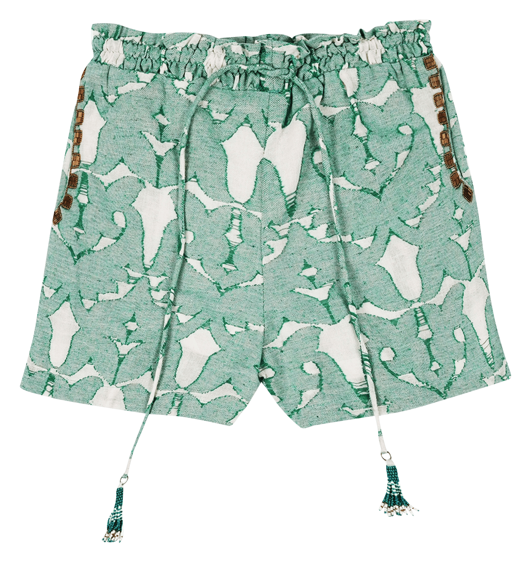 Short élastiqué à motifs en coton WILD Vert