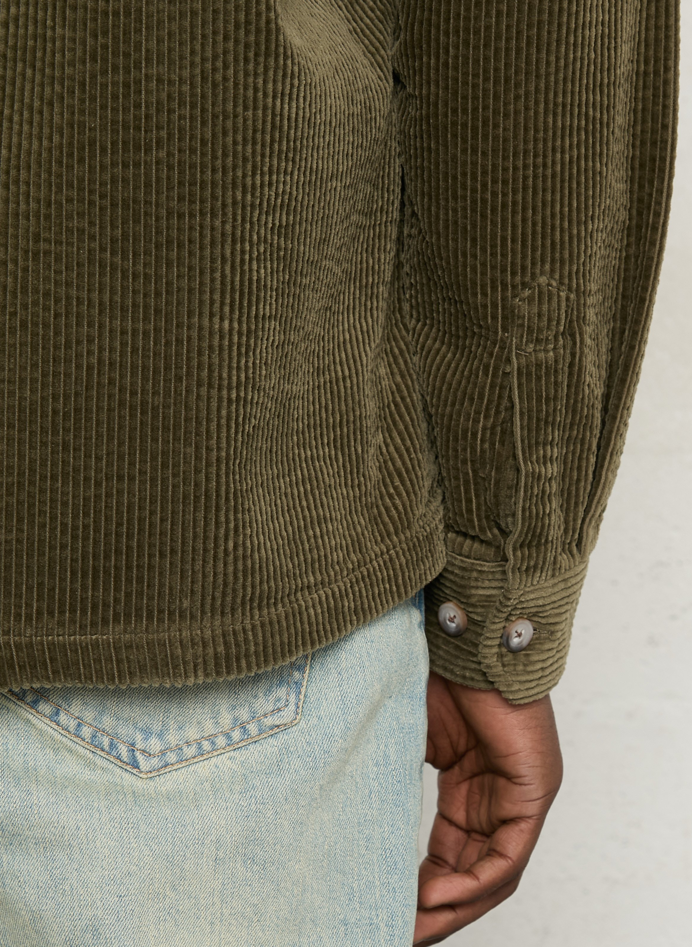 Velvet regular fit cotton shirt SOLID Green