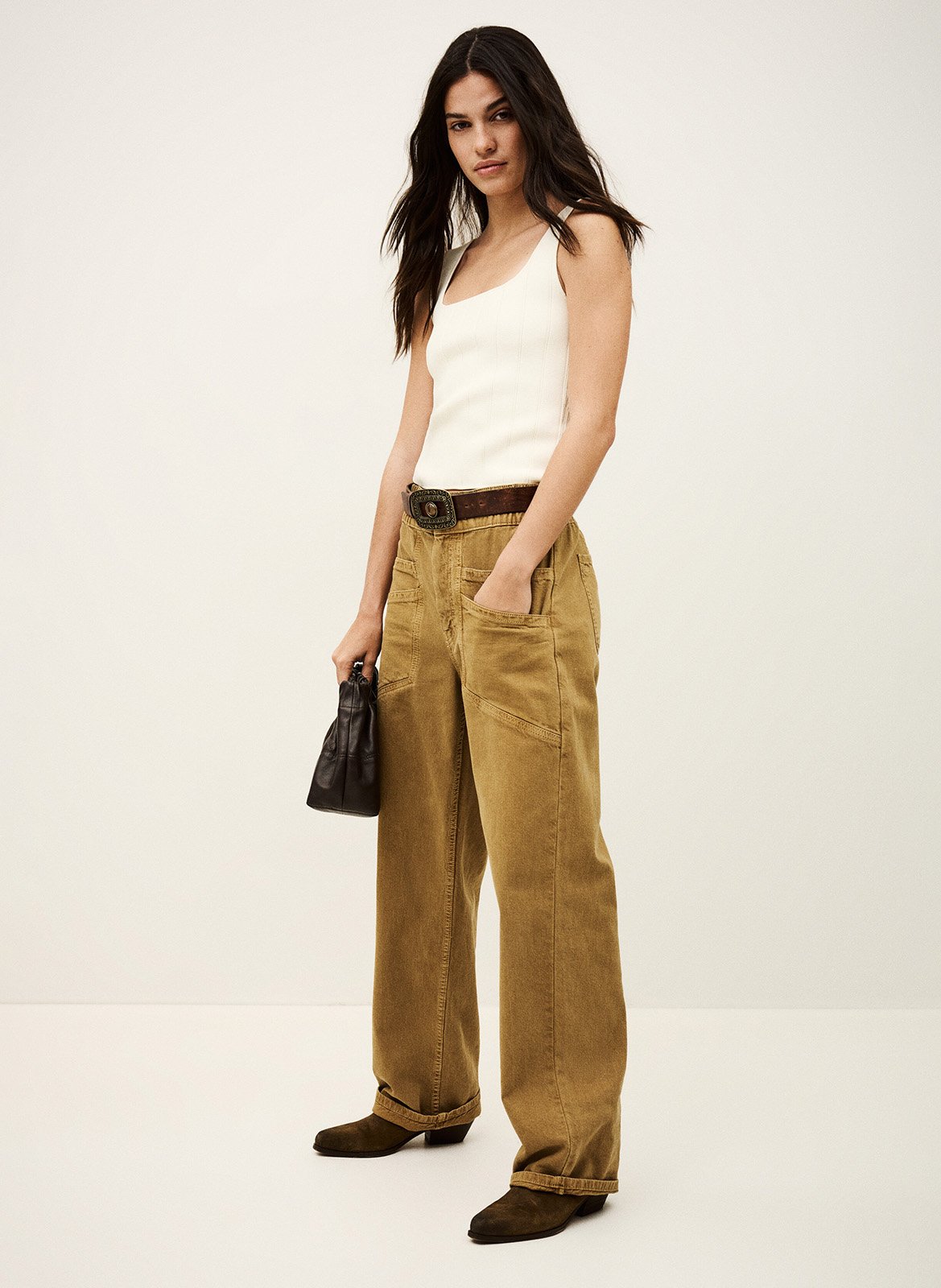 Mouwloze top met vierkante hals BA&SH Beige