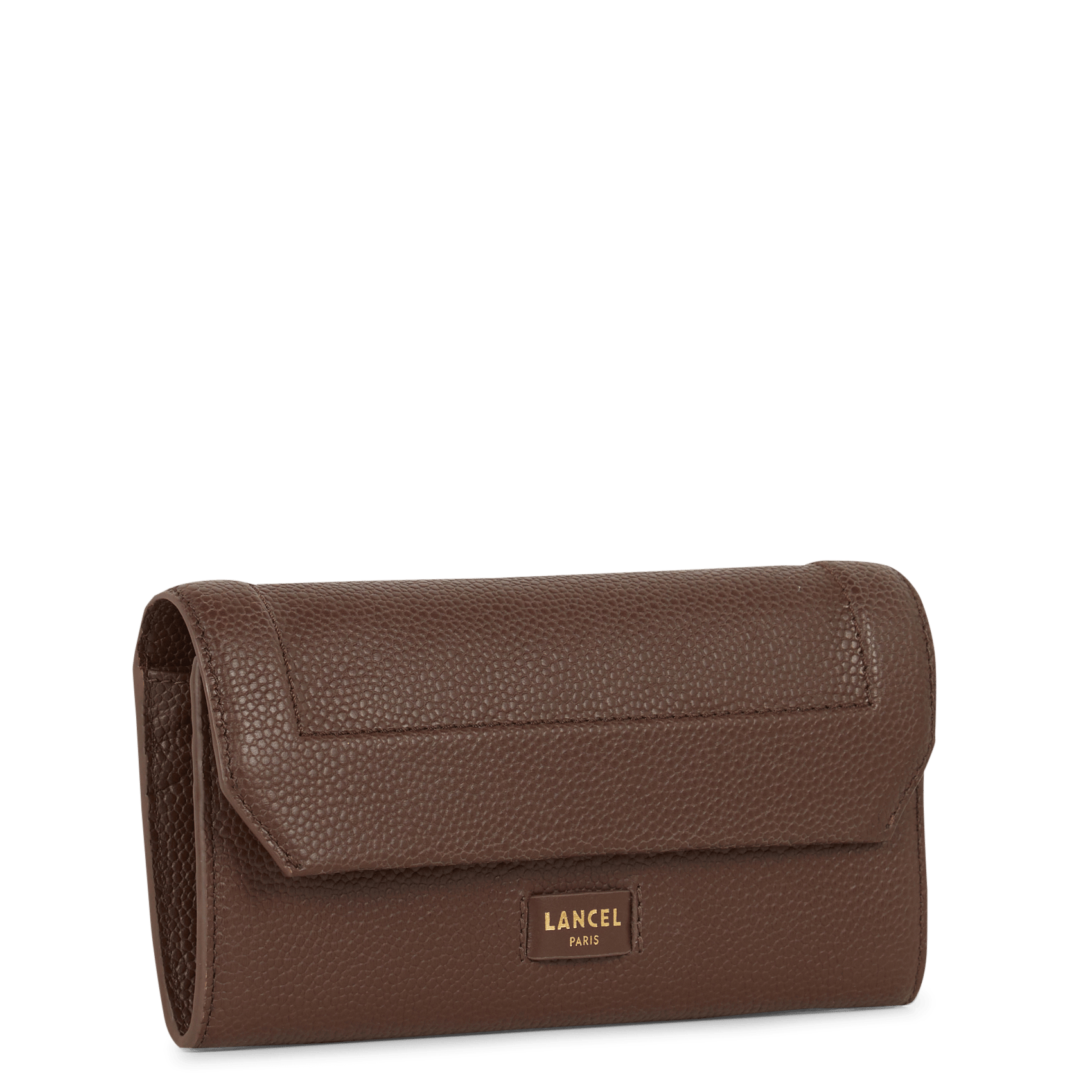 Portefeuille à rabat en cuir grainé LANCEL Marron