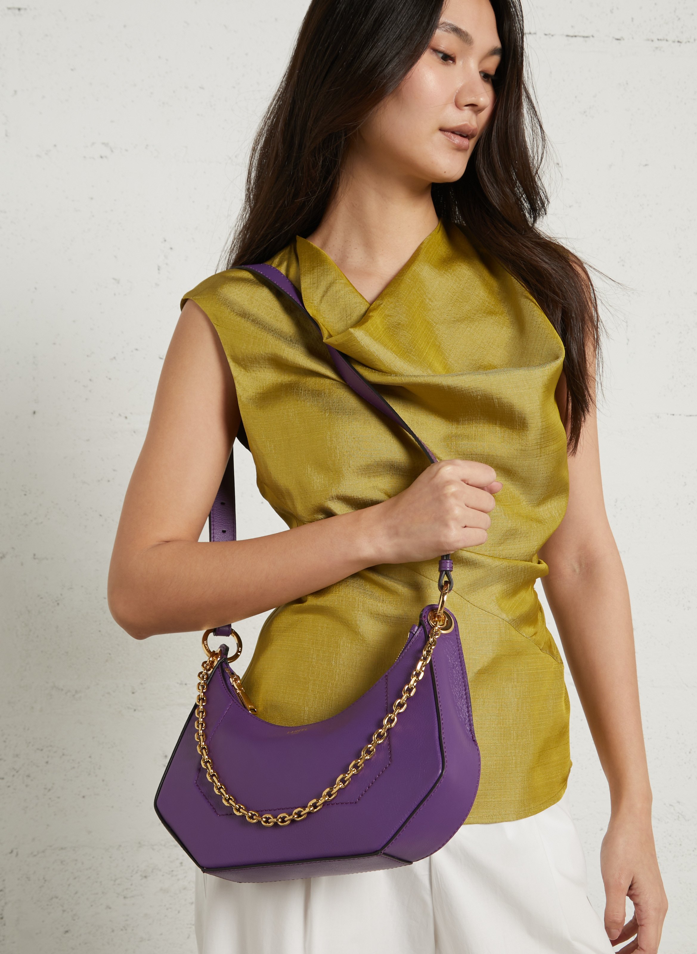 Leather clutch bag LANCEL Purple