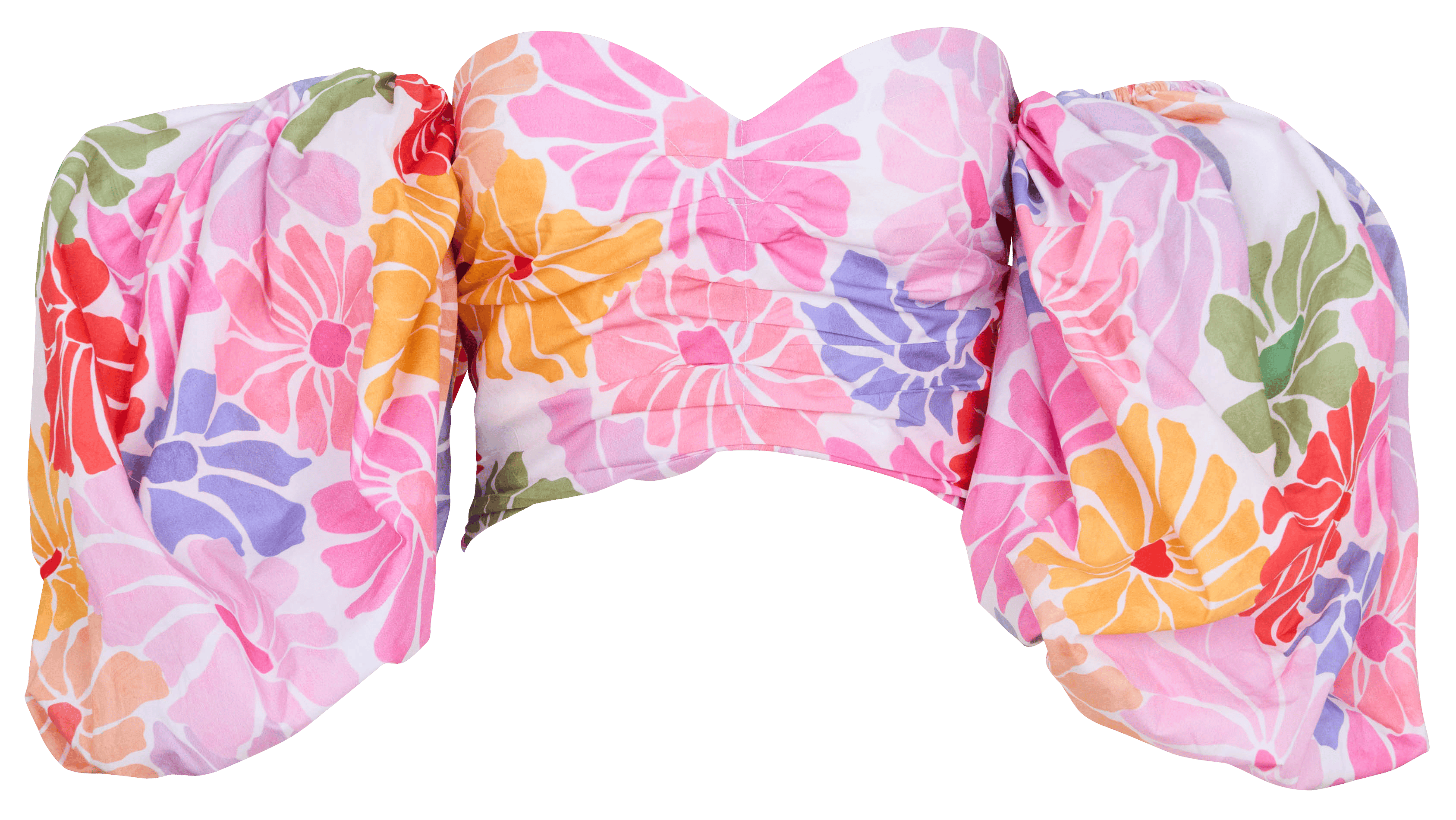 Top corto con escote bardot de algodón estampado SUNDRESS Multicolor