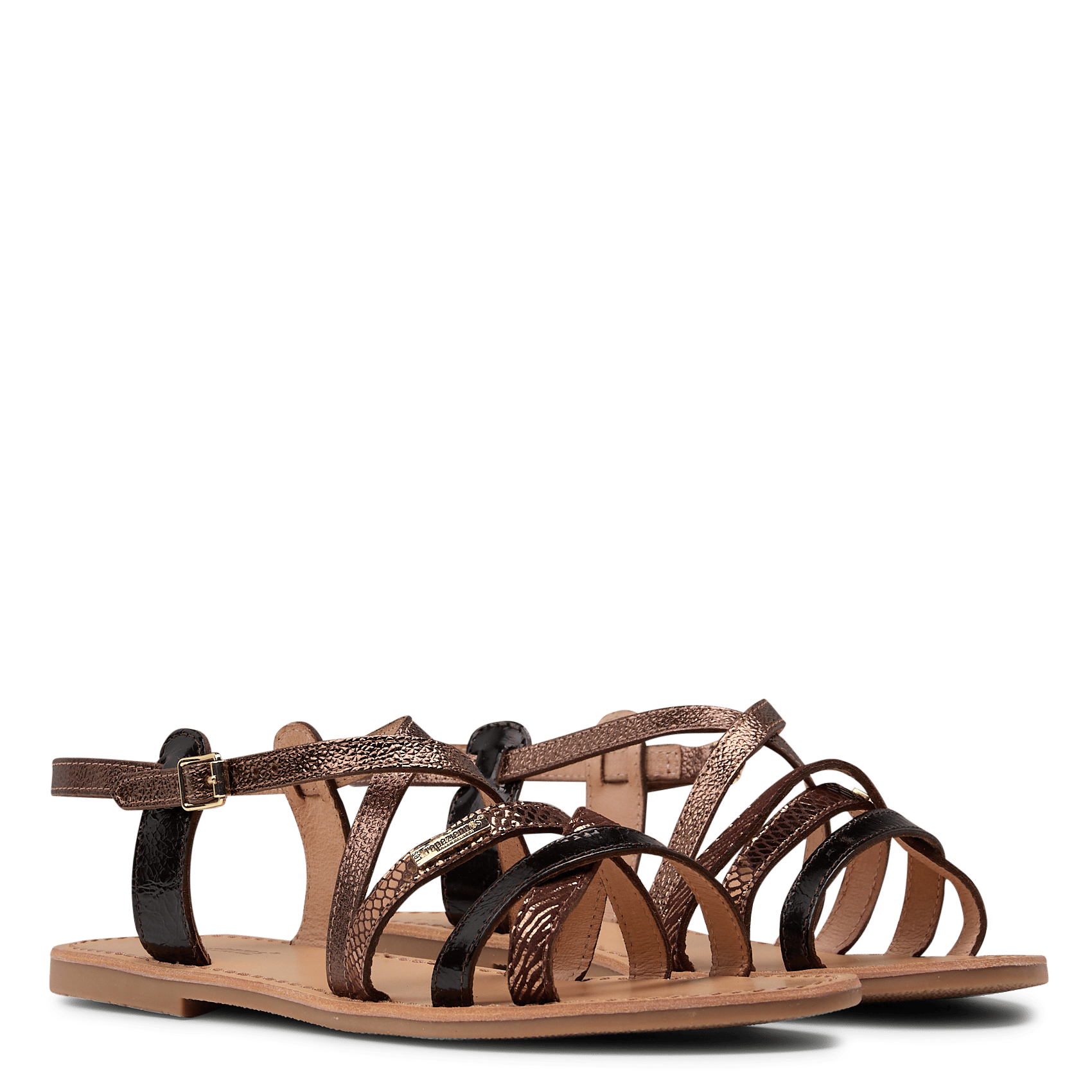 Platte sandalen van buffelleer LES TROPEZIENNES PAR M.BELARBI Bruin