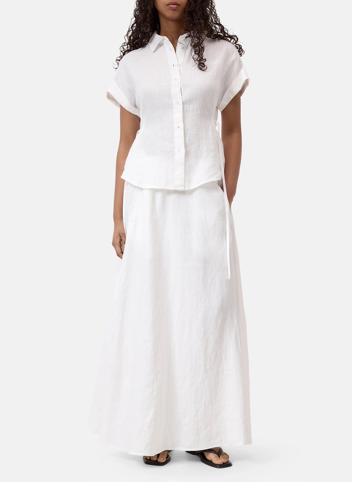 Straight linen shirt with classic collar CLOSED White