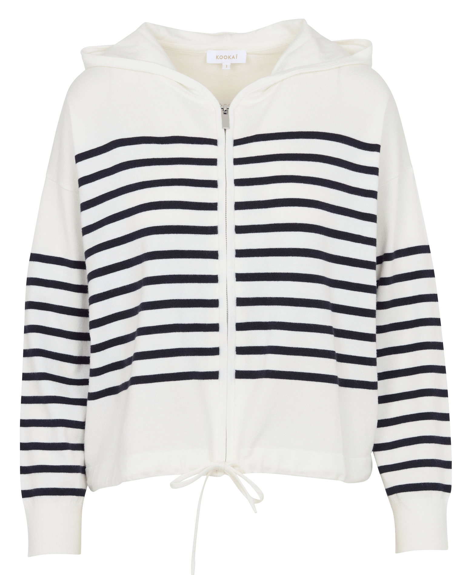 Gerade gestreifte Kapuzenweste KOOKAI Weiss