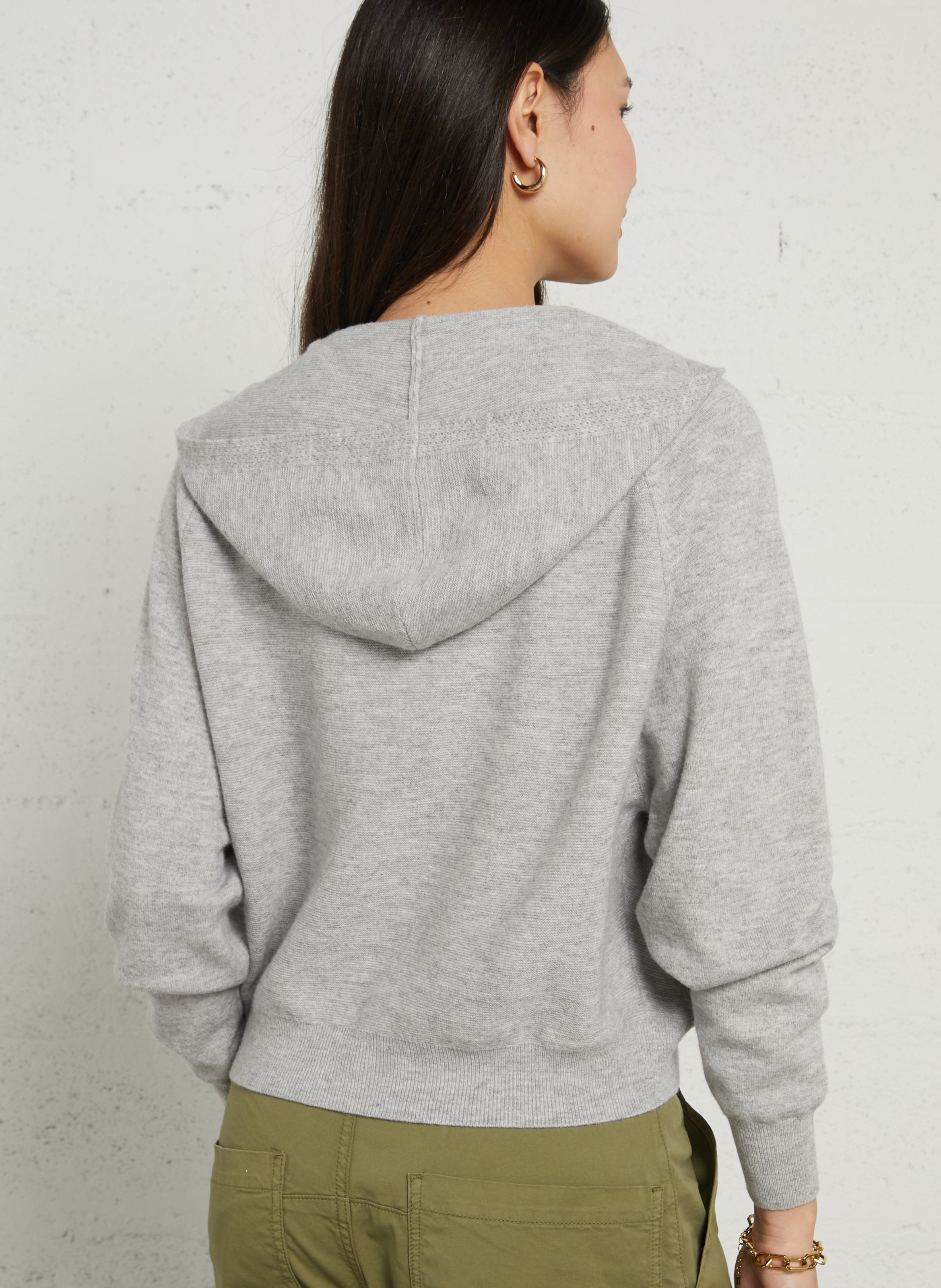 Short Oversized Wool Hooded Vest BERENICE Grey