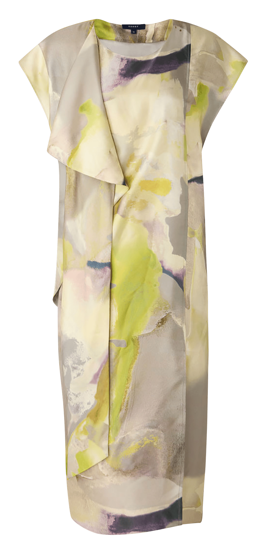 Midi-jurk met zijden sjaalprint SOEUR Geel