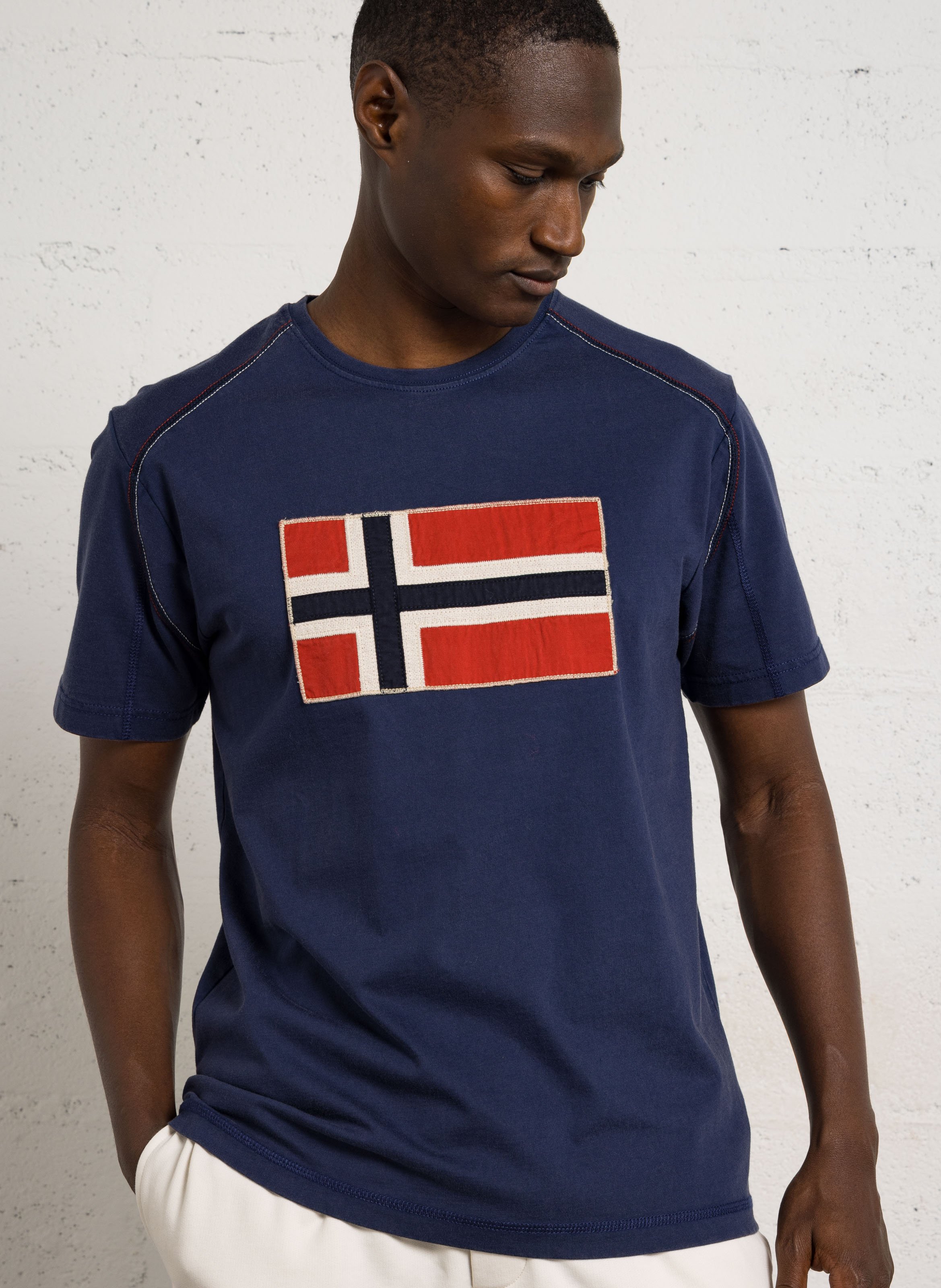 Gerade geschnittenes T-Shirt aus Baumwolle mit Stickerei NAPAPIJRI Blau