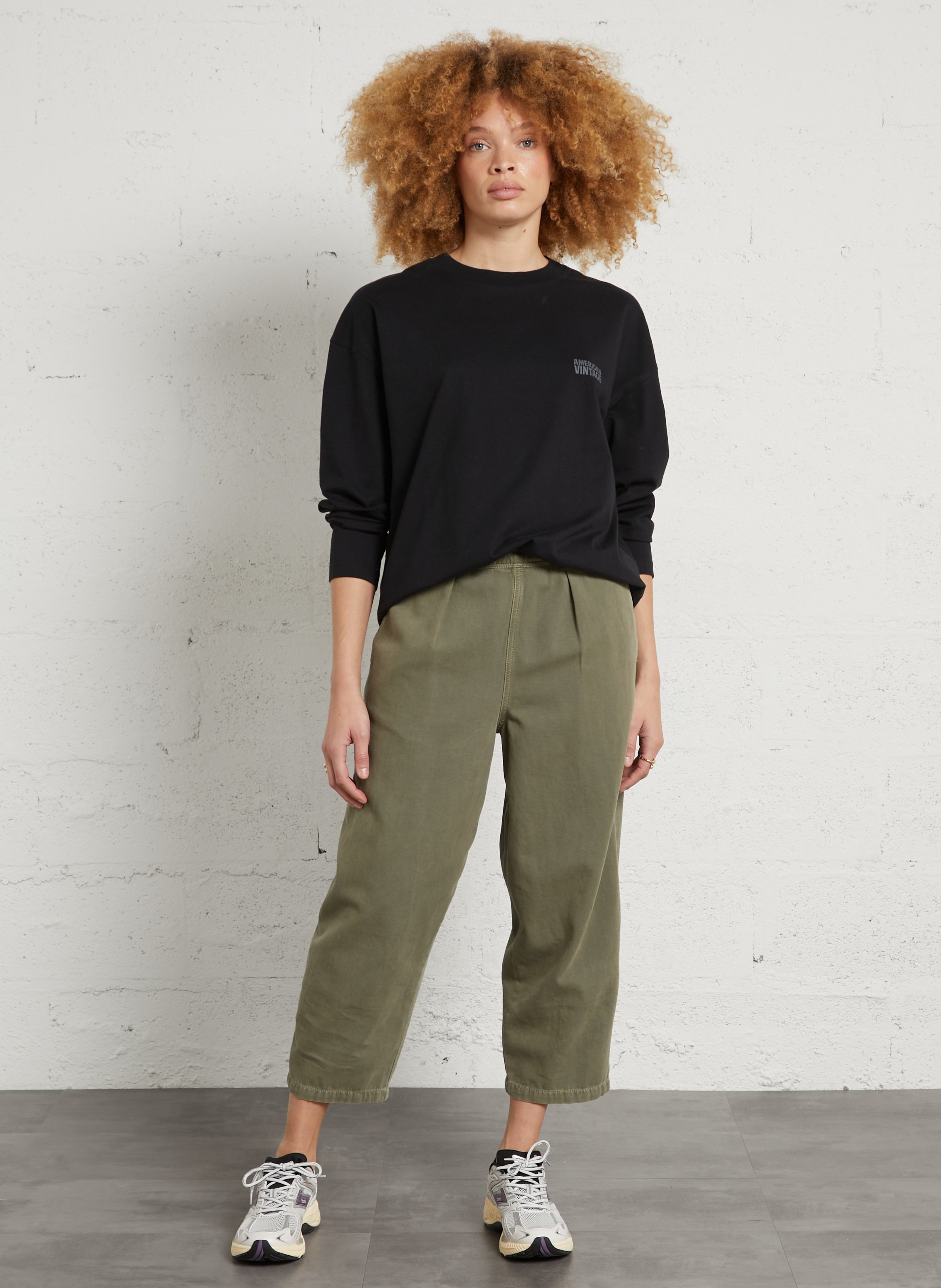 Grote joggingbroek van katoen en gerecycled katoenblend. AMERICAN VINTAGE Groen