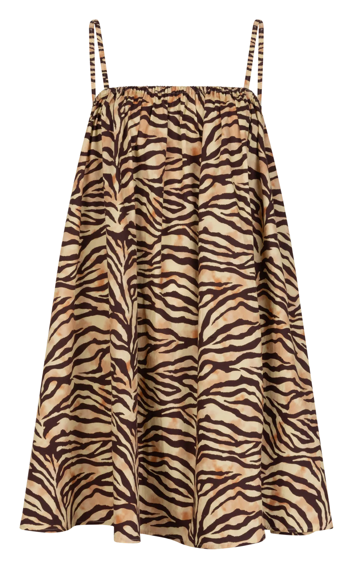 Short printed cotton dress LOVE STORIES Brown