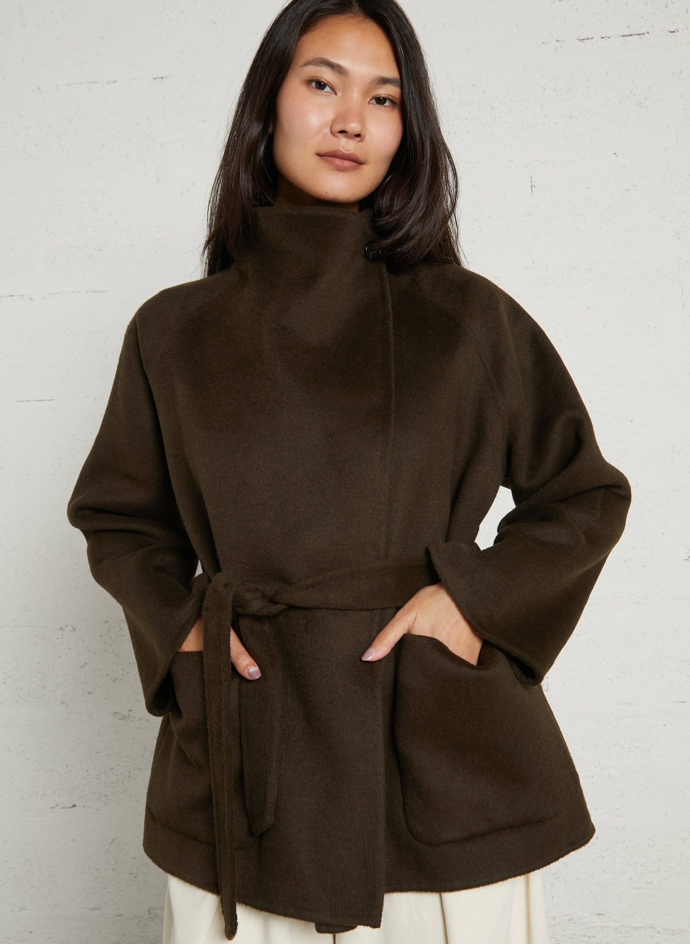 Coat in blended recycled wool SUNCOO Khaki