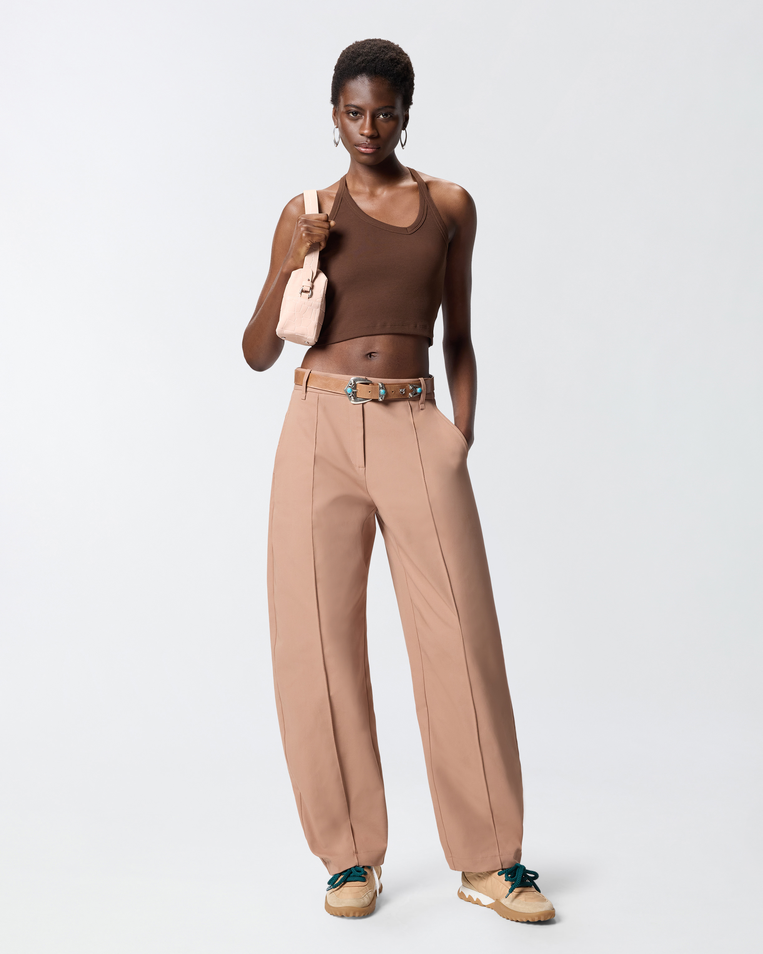 Pantalon en maille stretch PINKO Beige
