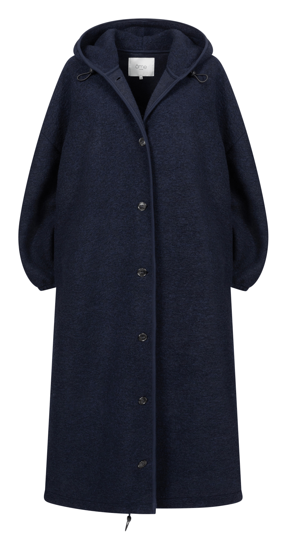 Lange wijde jas met effen capuchon AME ANTWERP Blauw