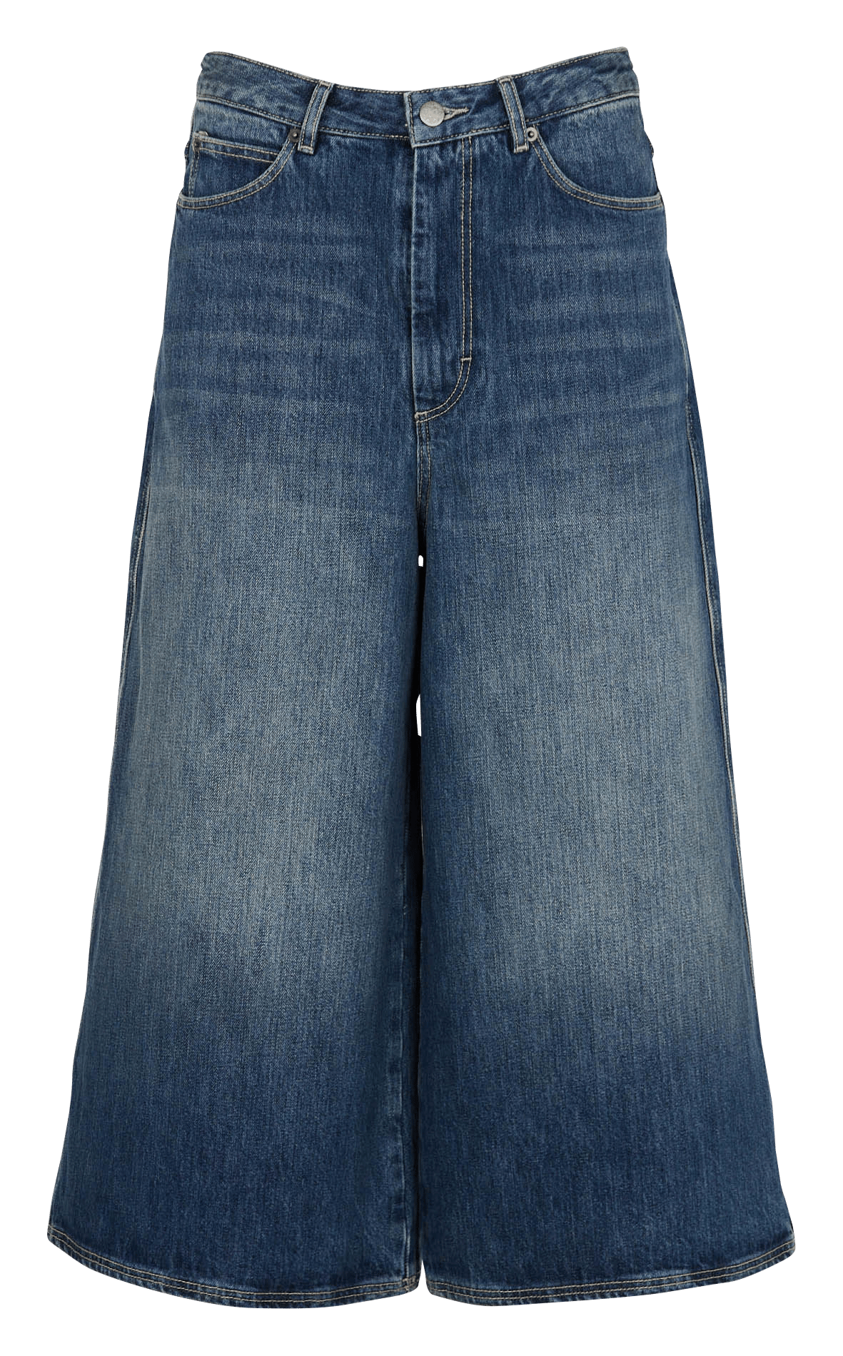 High-waisted large denim bermuda SOEUR Blue